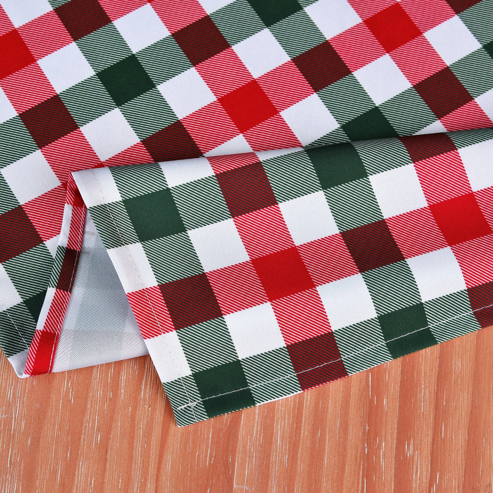 Red Waterproof Plaid Christmas Tablecloth Fabric