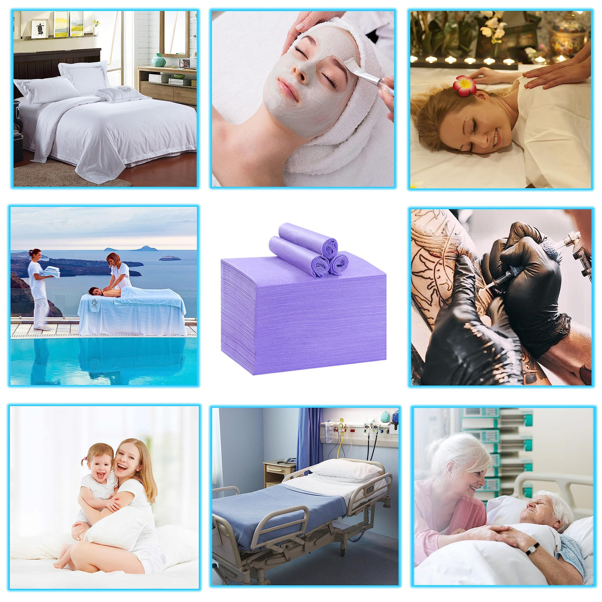 Disposable Bed Sheets for Massage Table 200 Pcs 31" x 71" Waterproof Massage Table Sheets Soft Non Woven Fabric SPA Massage Table Bed Cover Breathable for Beauty Tattoos Waxing Travel (200 Count)