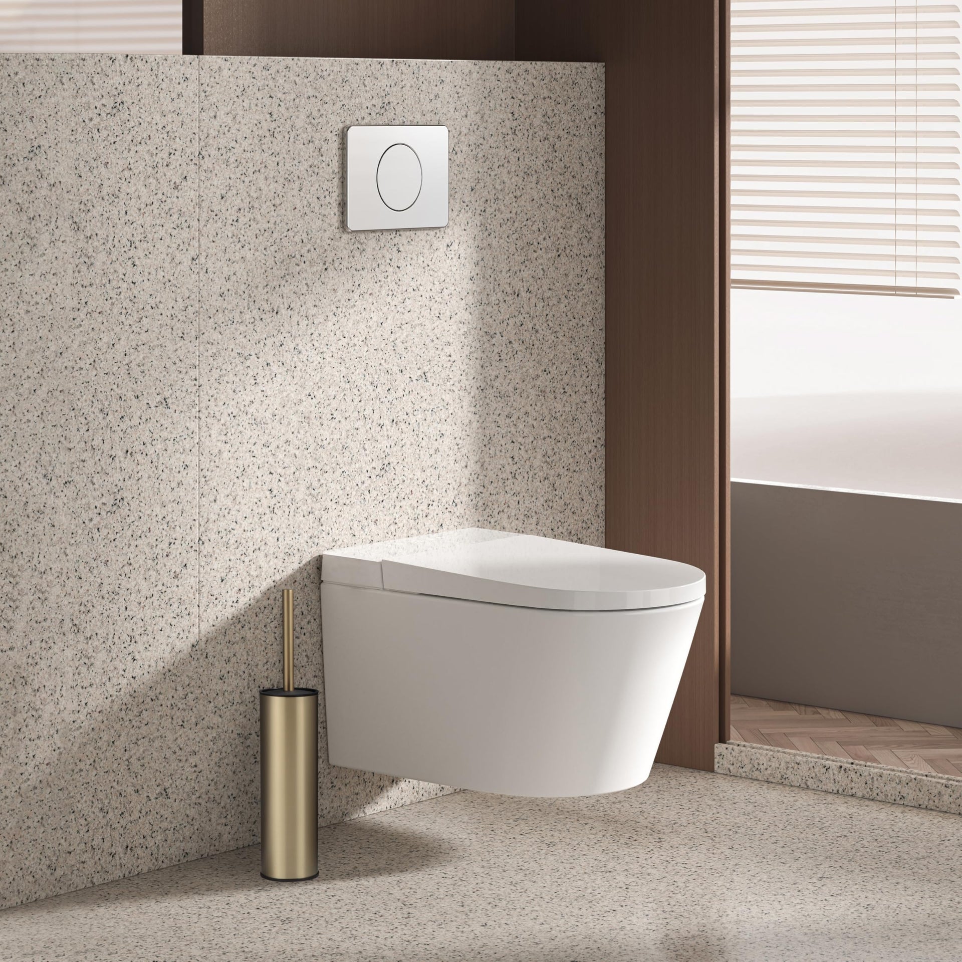 Brushed Gold Toilet Brush and Holder