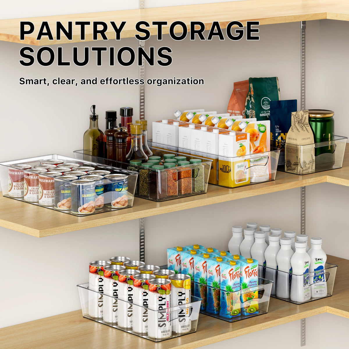 4 Pcs Pantry Clear Bin Storage Organizer (4 Count)