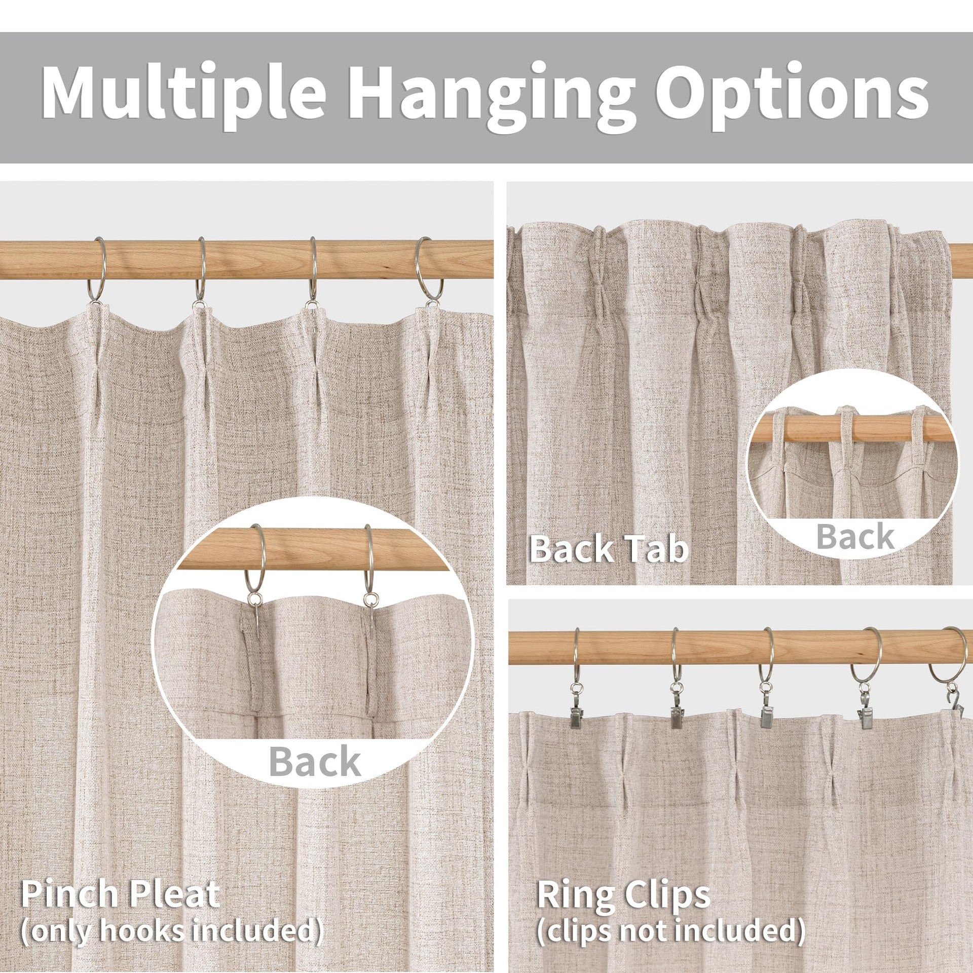 Linen Curtains 90 Inch Length 2 Panels for Living Room (2 Count)
