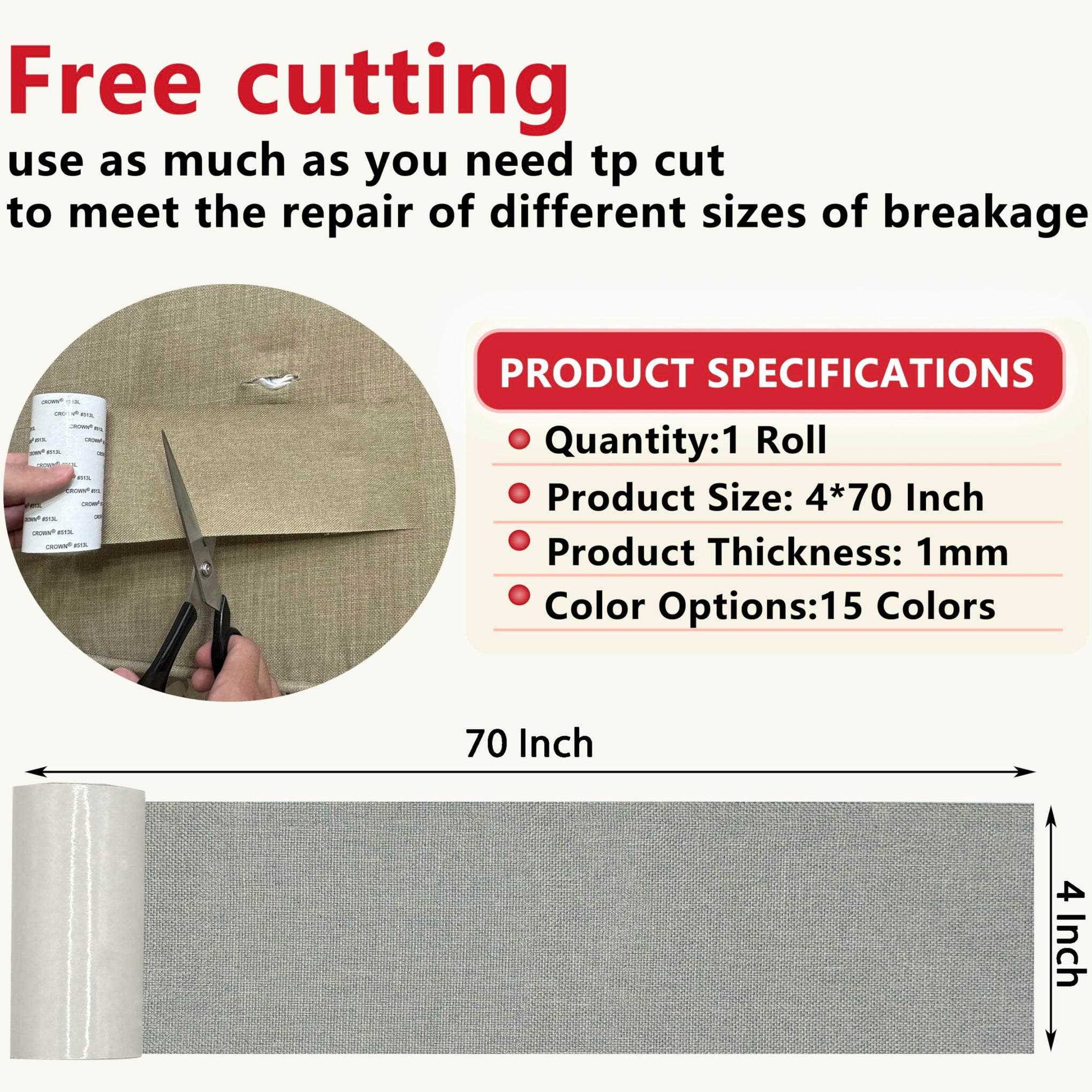 Linen Repair Tape 4x70 Inch Self