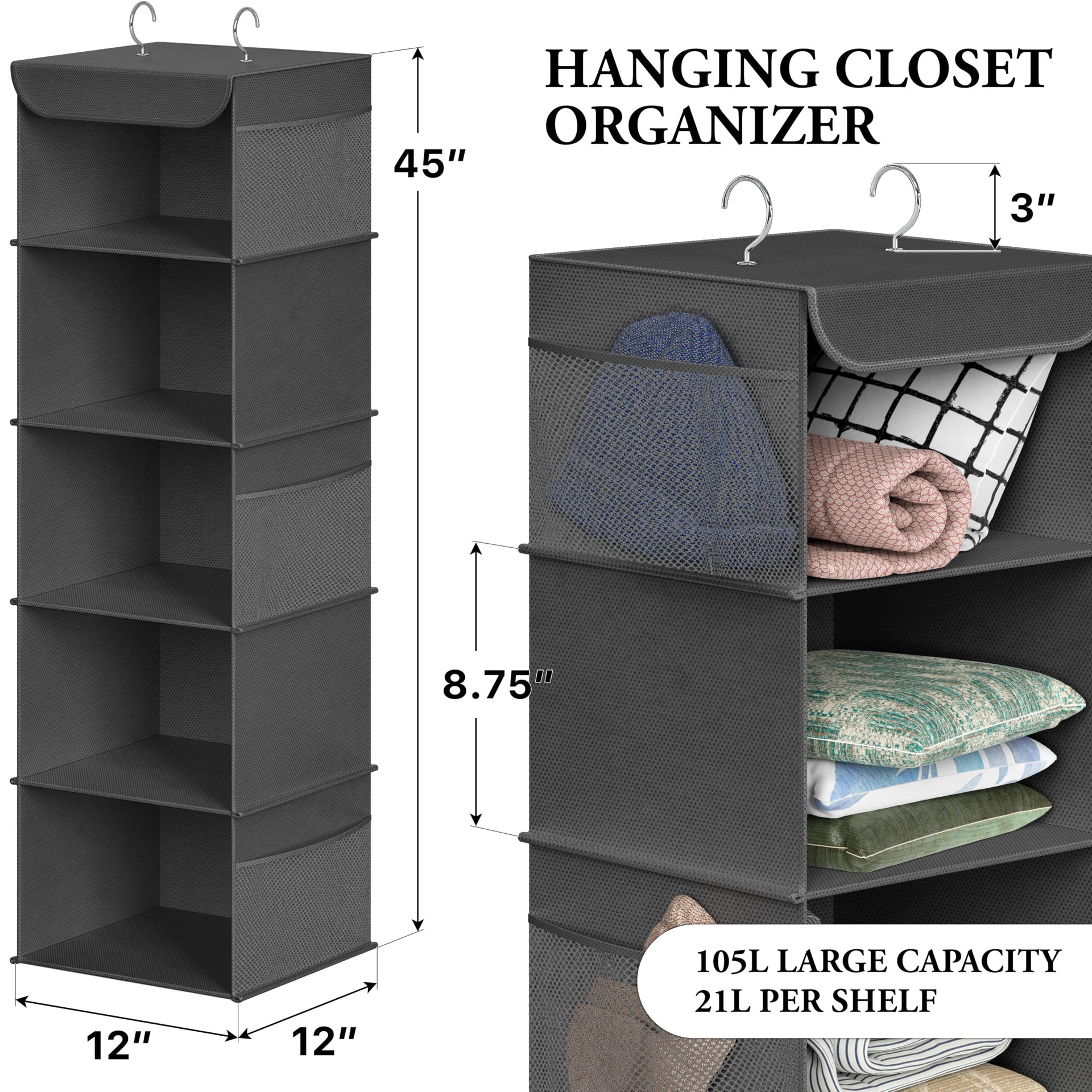 5 Shelf Hanging Closet Organizer