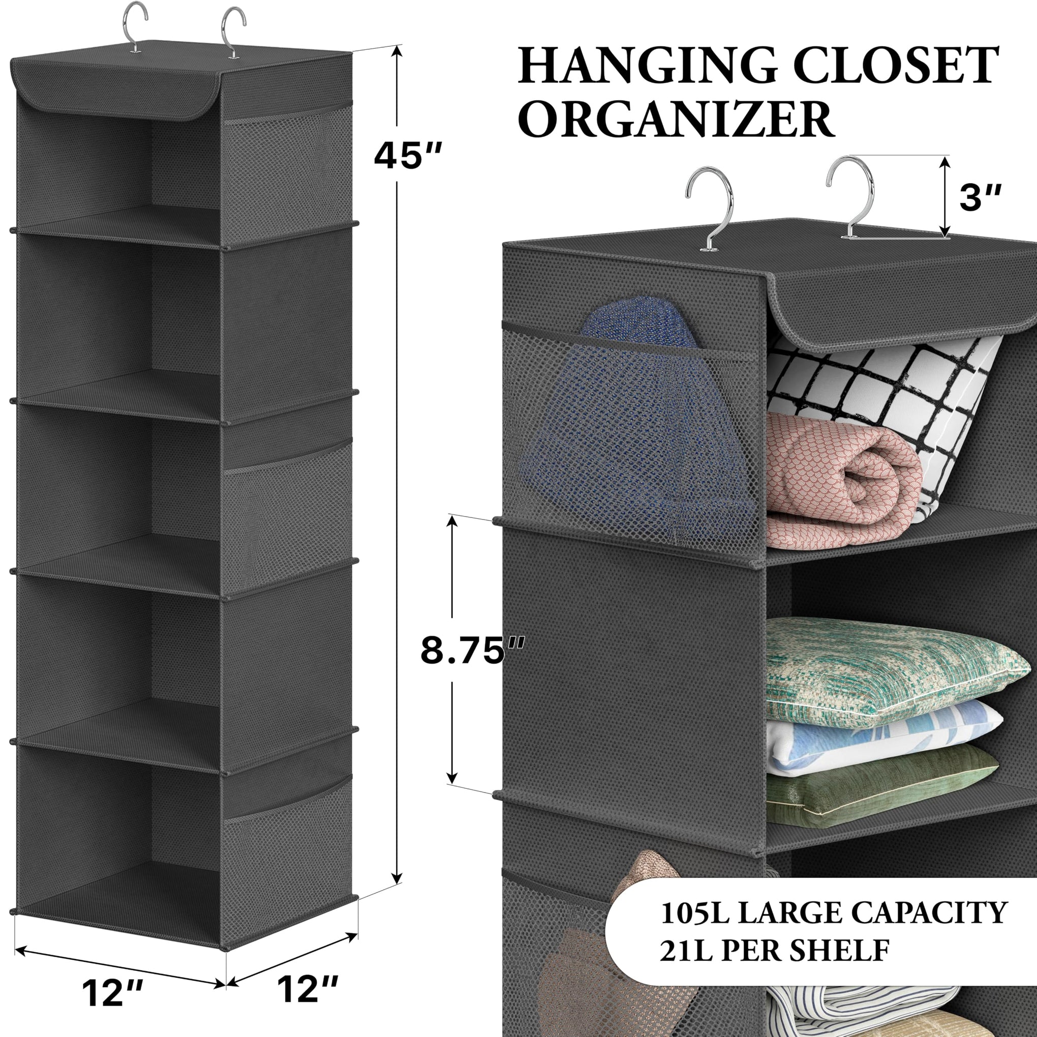 5 Shelf Hanging Closet Organizer