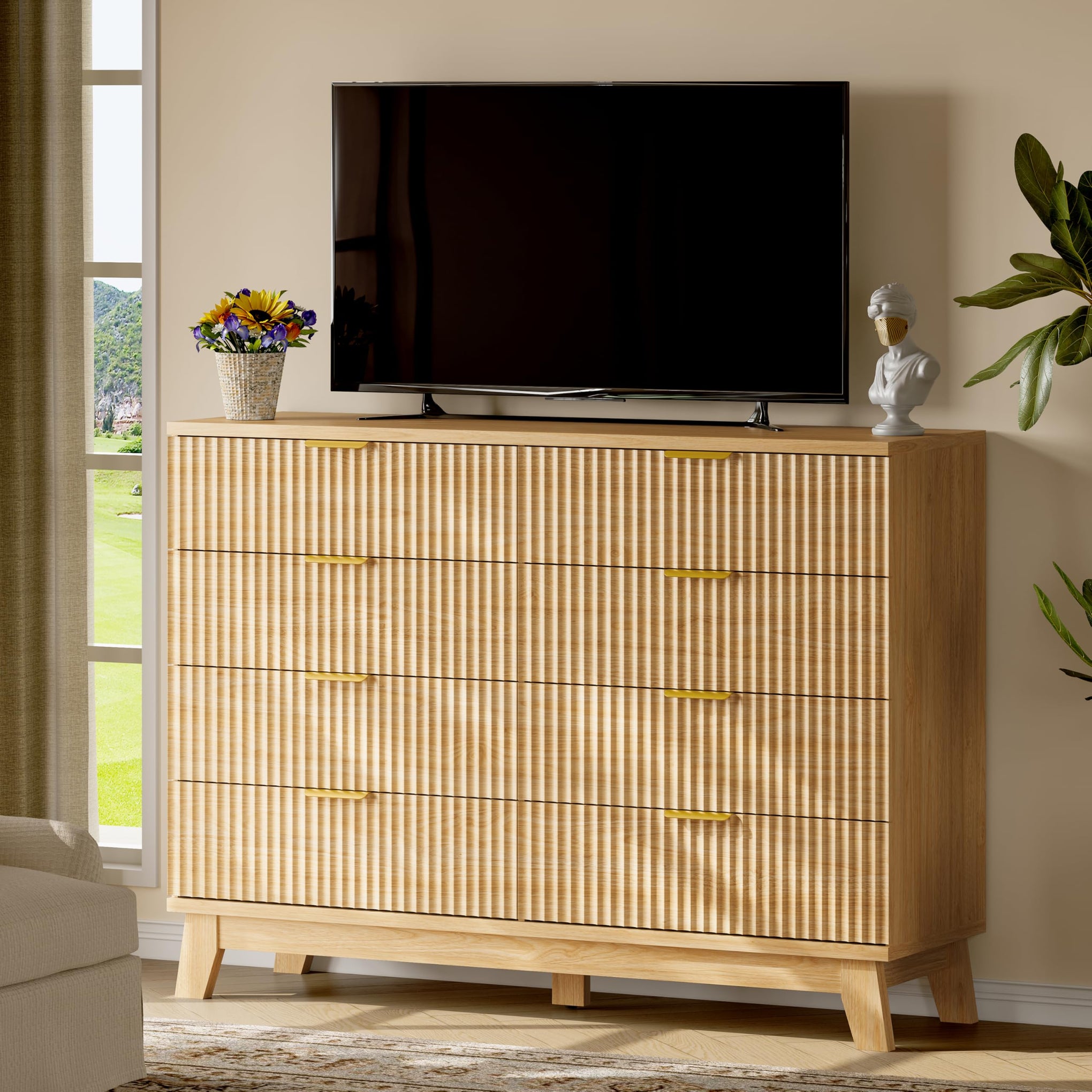 Fluted Dresser with 8 Drawers