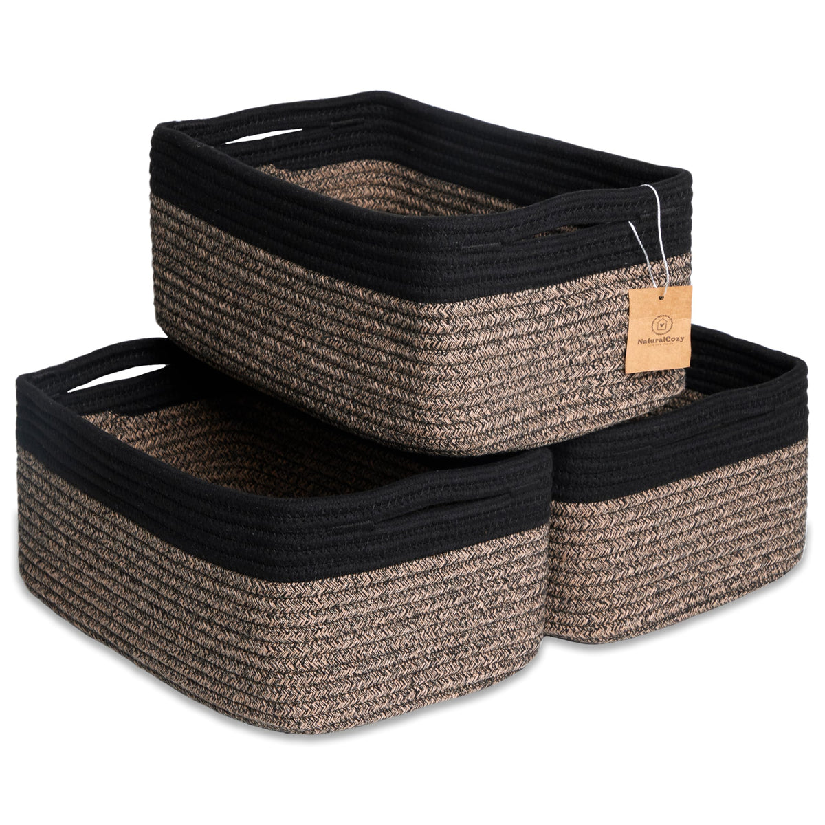 13.5”x8.5”x5.5” Rectangle Storage Baskets for Shelves 3 Pack (3 Count)