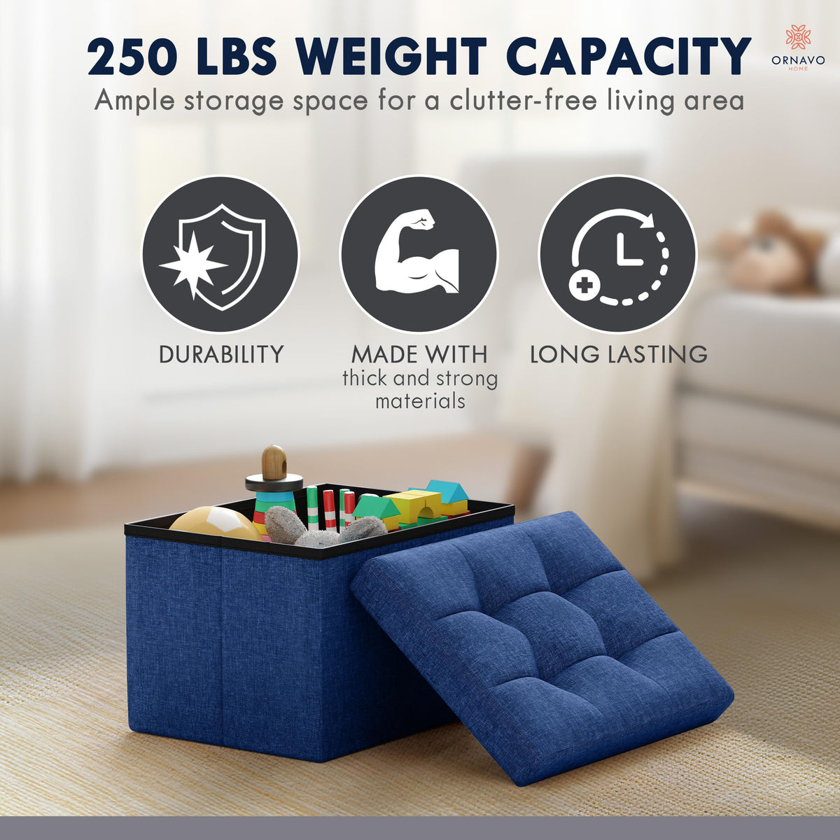 Small Rectangle Storage Ottoman