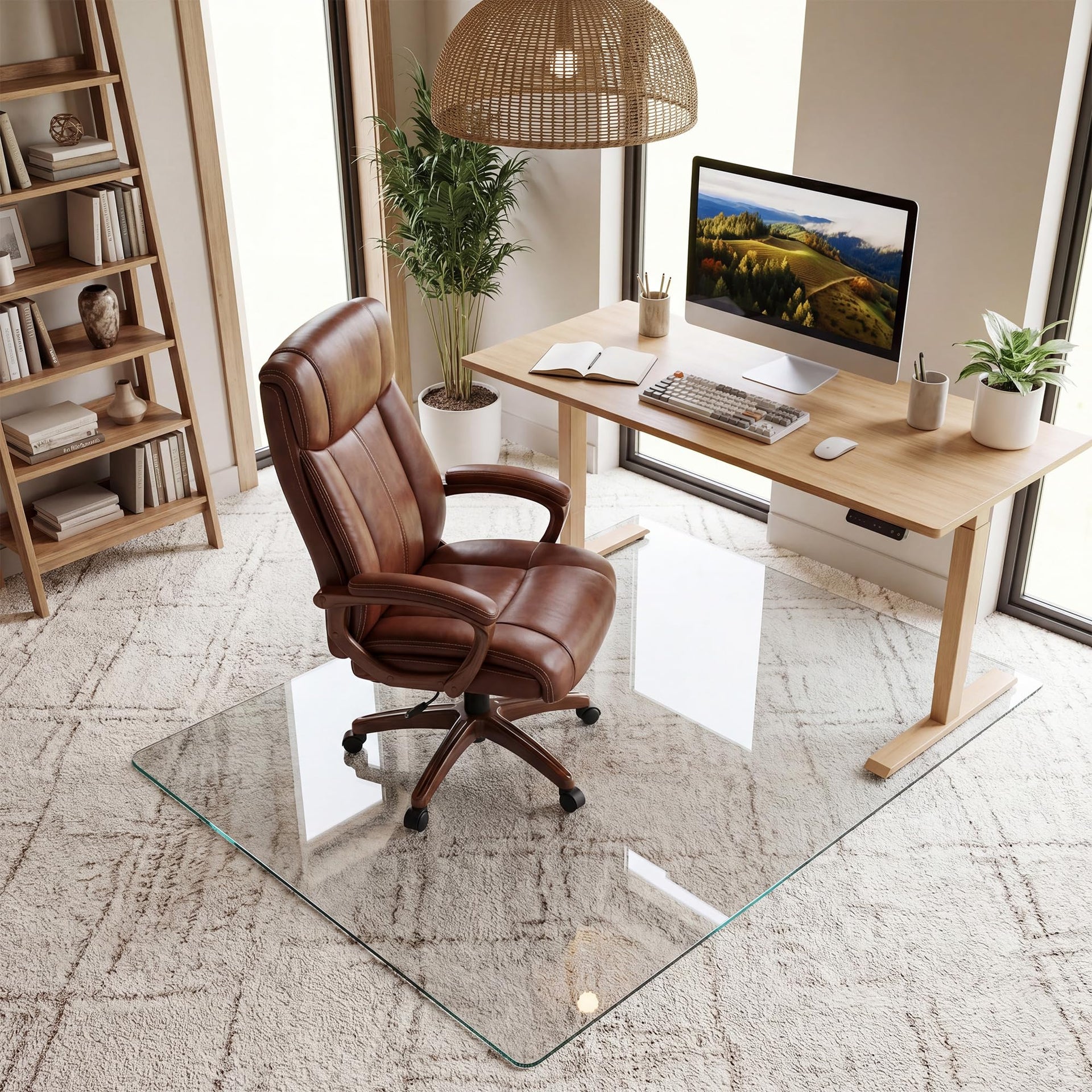 36"x55" Tempered Glass Chair Mat for Carpet & Hardwood Floors