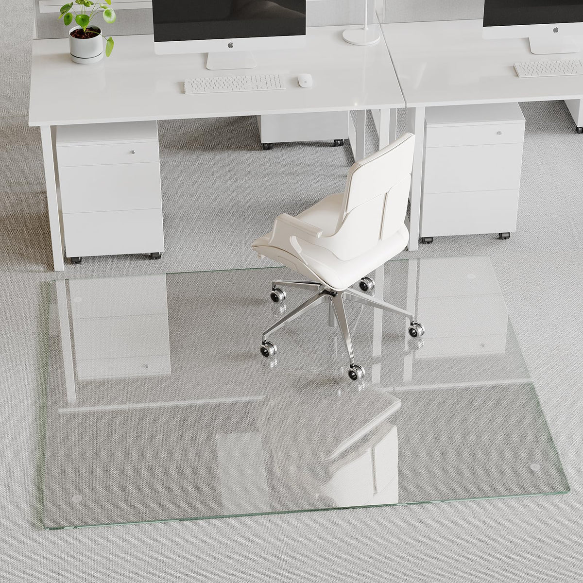Tempered Glass] 40" x 60" Glass Office Chair Mat for Carpet