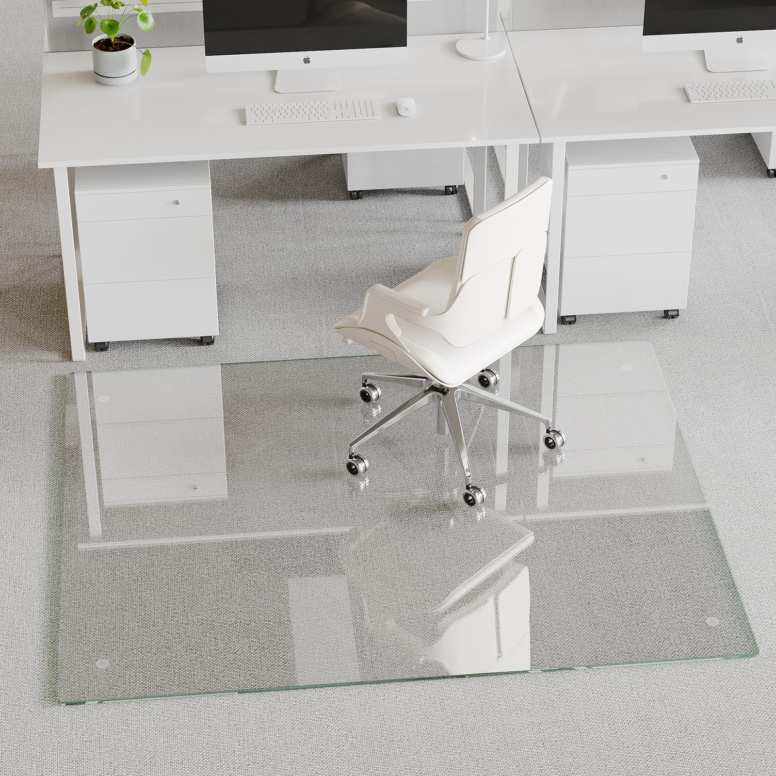 Tempered Glass] 40" x 60" Glass Office Chair Mat for Carpet