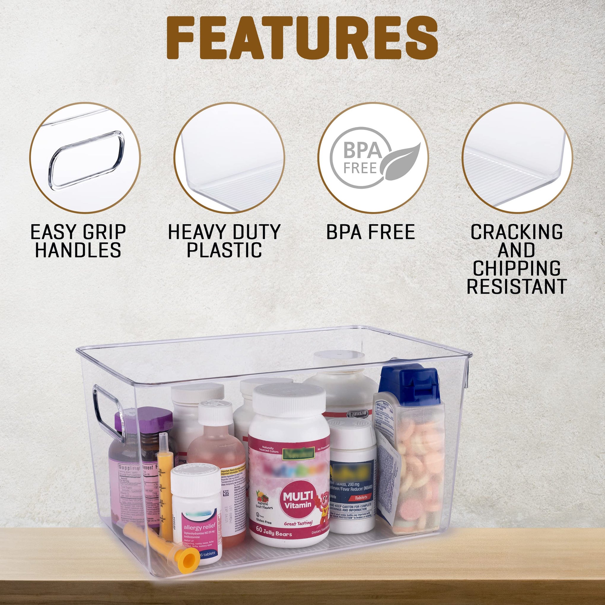 Clear Plastic Storage Bins (8 Count)