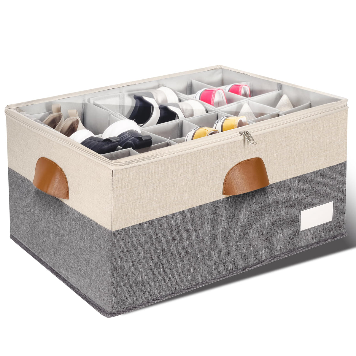 1 Pack Shoe Organizer for Closet with Adjustable Divider Shoe Storage Box