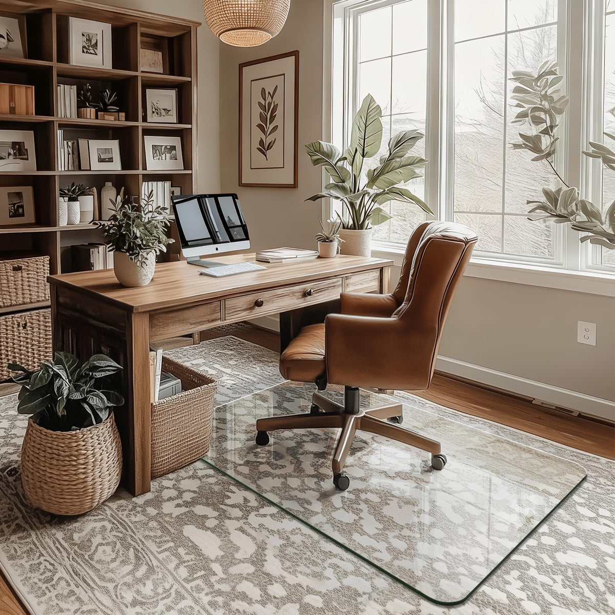 29"x42" Tempered Glass Chair Mat for Carpet & Hardwood Floors