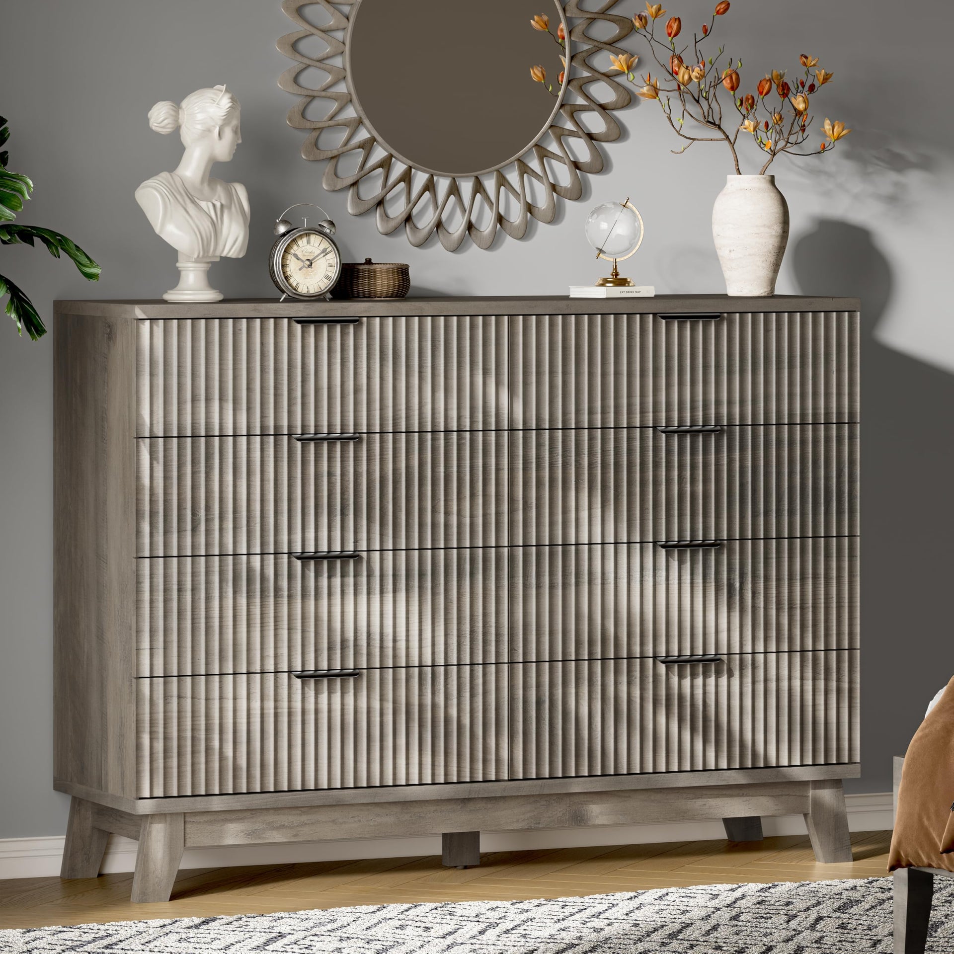 Fluted Dresser with 8 Drawers