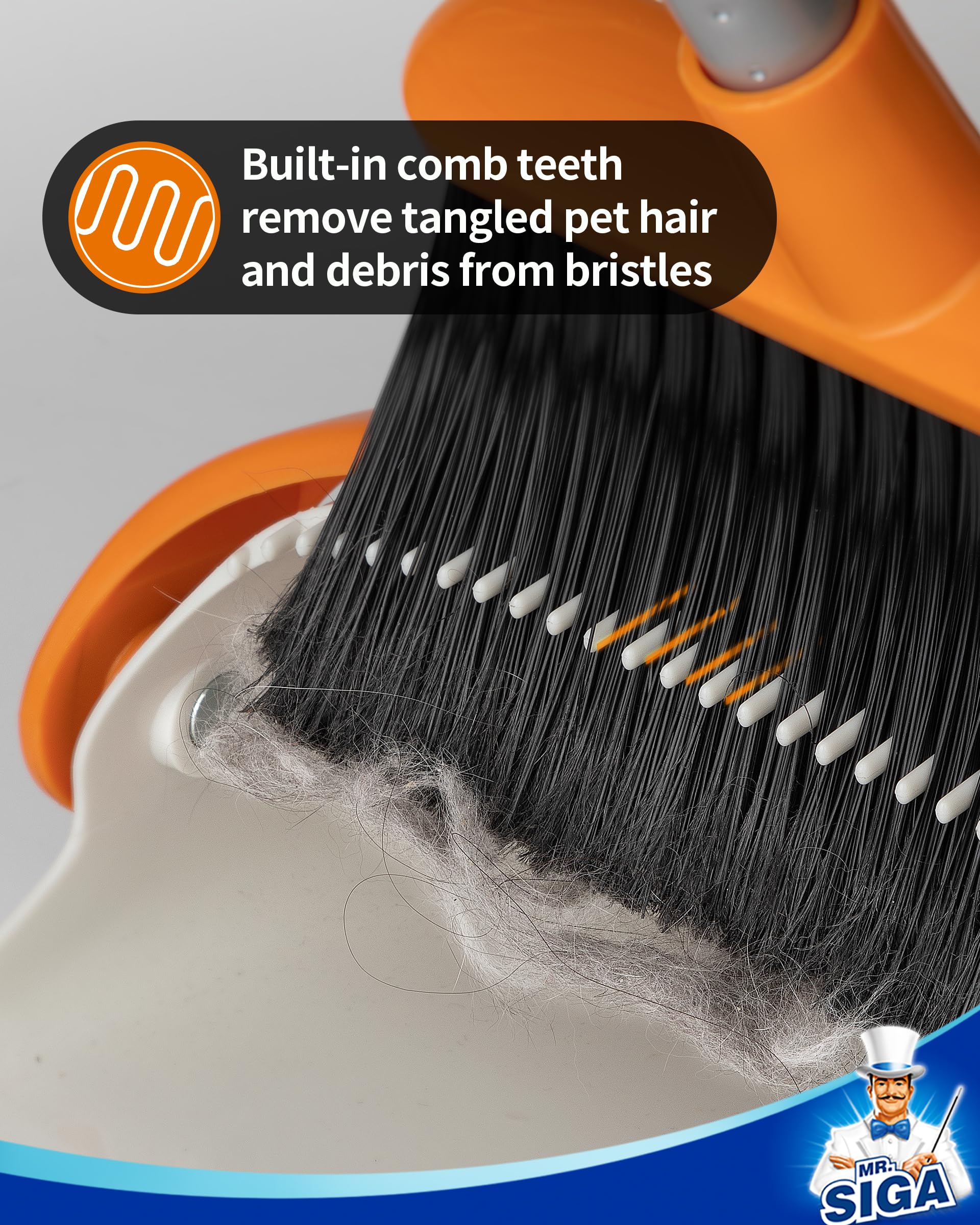 Broom and Dustpan Set with Adjustable Long Handle