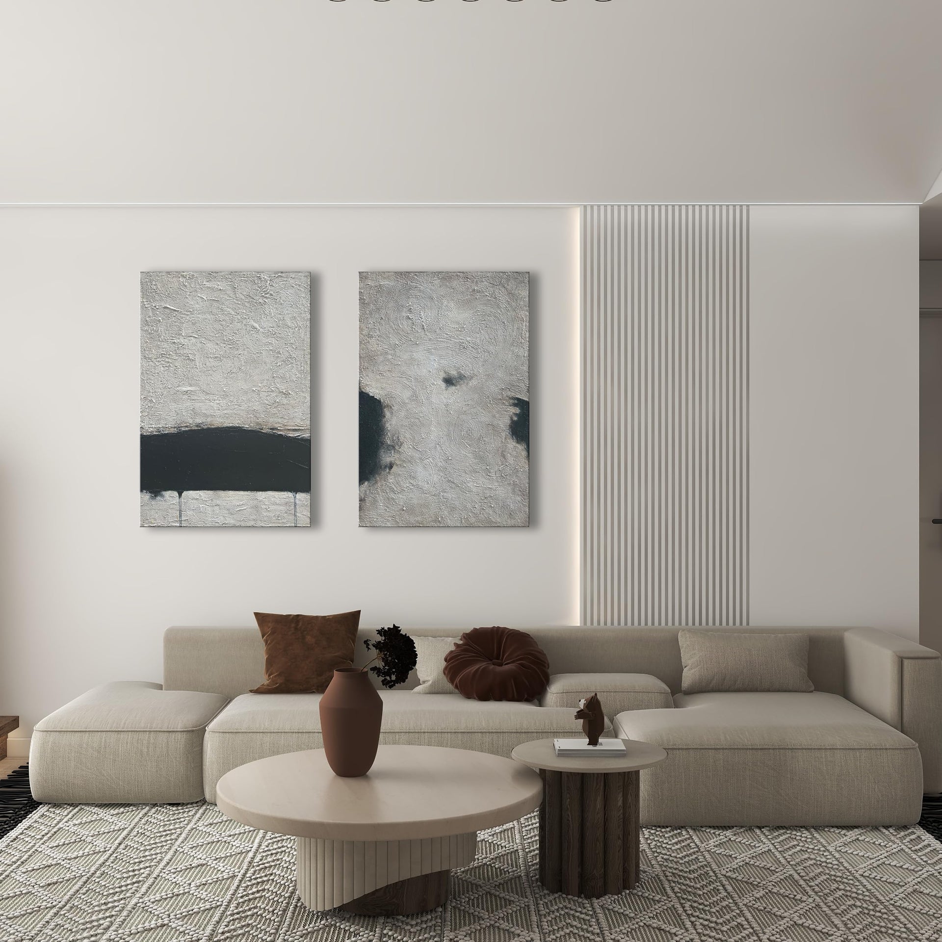 Minimalist Art Hand Painted Black and Gray Abstract Oil Painting Canvas Wall Art 36x24 Inch Home Wall Decoration