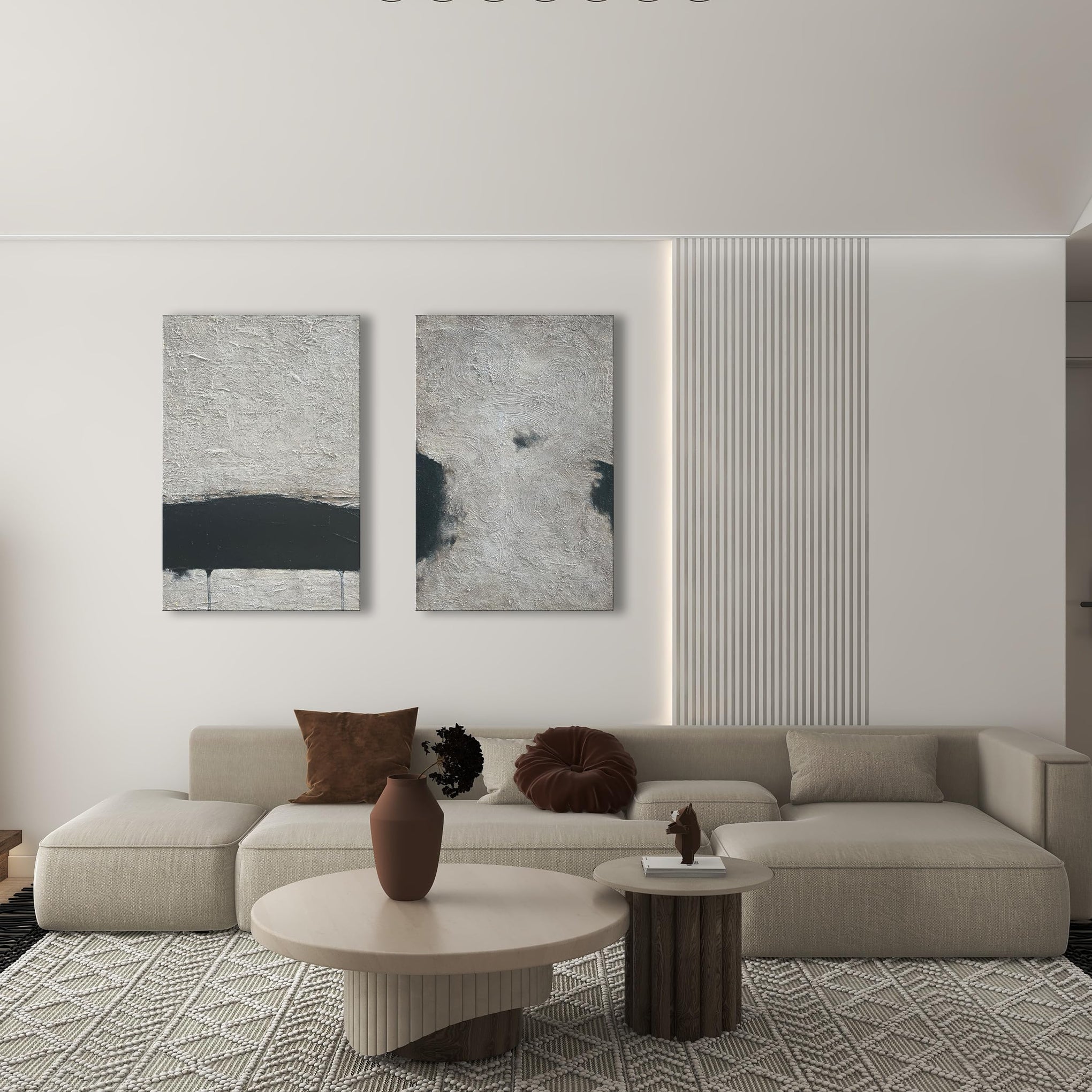 Minimalist Art Hand Painted Black and Gray Abstract Oil Painting Canvas Wall Art 36x24 Inch Home Wall Decoration