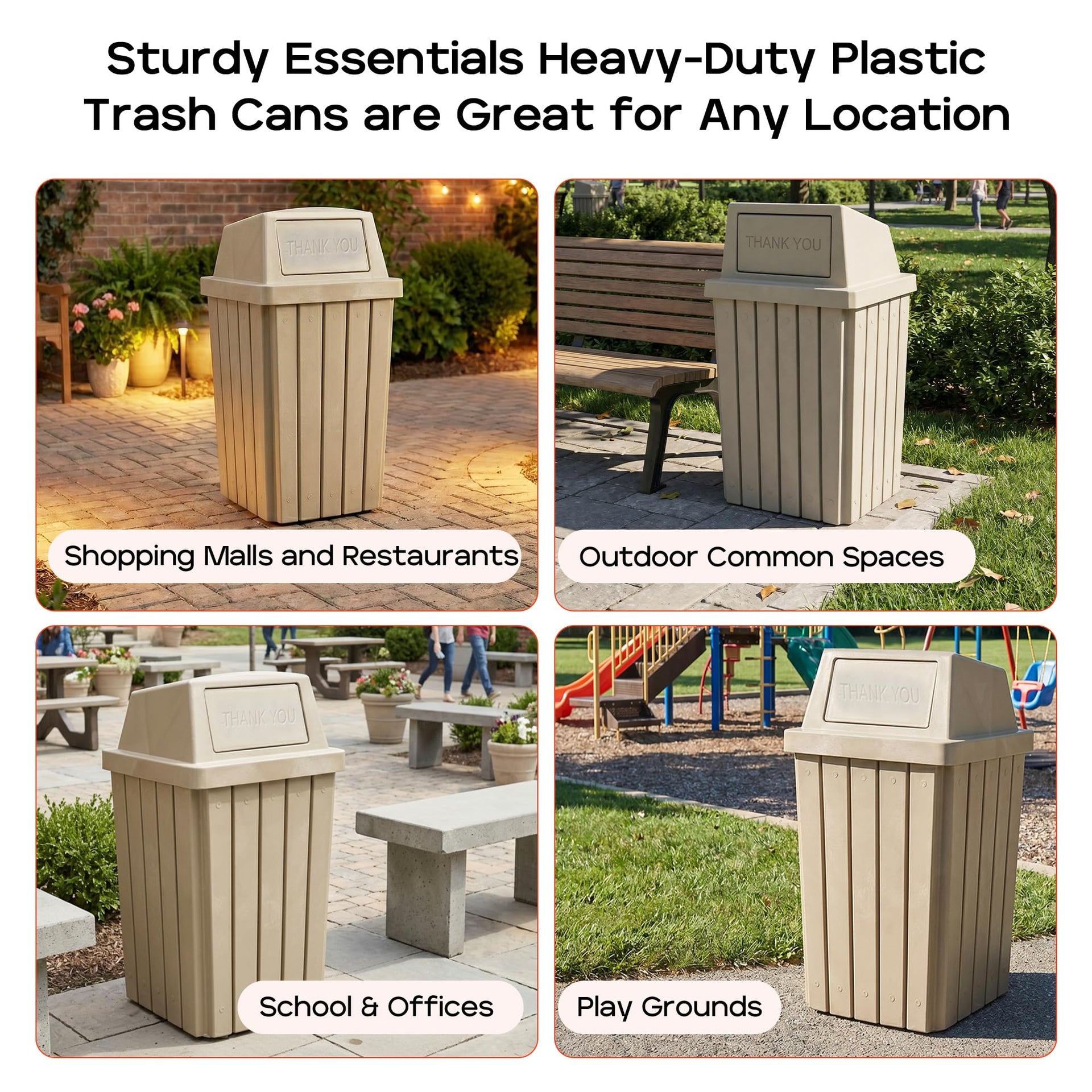 Campus Collection 32 Gallon Commercial Trash Can with Lid