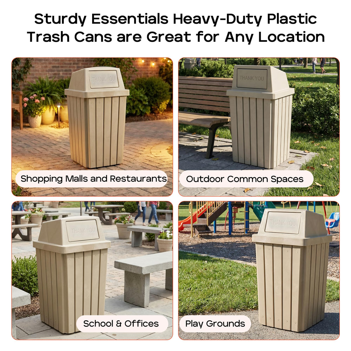 Campus Collection 32 Gallon Commercial Trash Can with Lid