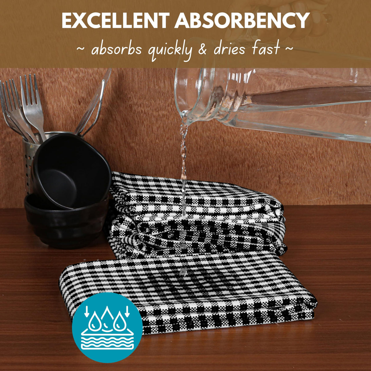 100% Cotton Gingham Farmhouse Kitchen Dish Towel 4 Pack 16"x26"