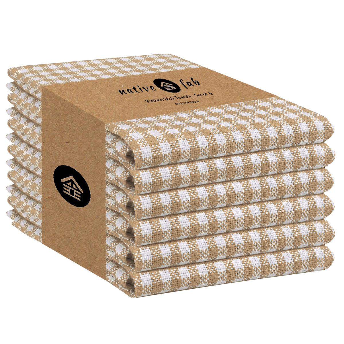 6 Pack Gingham Mini Check Kitchen Hand Towels Set (6 Count)