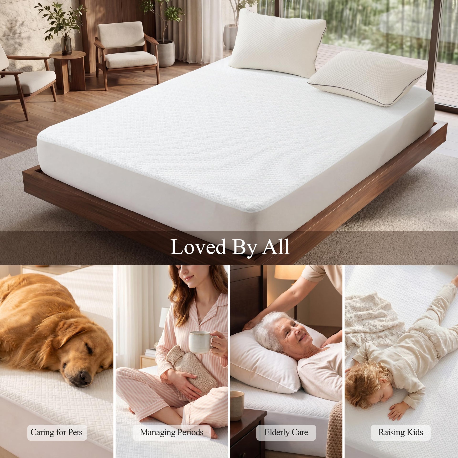 Full Size Waterproof Mattress Protector Bamboo Viscose