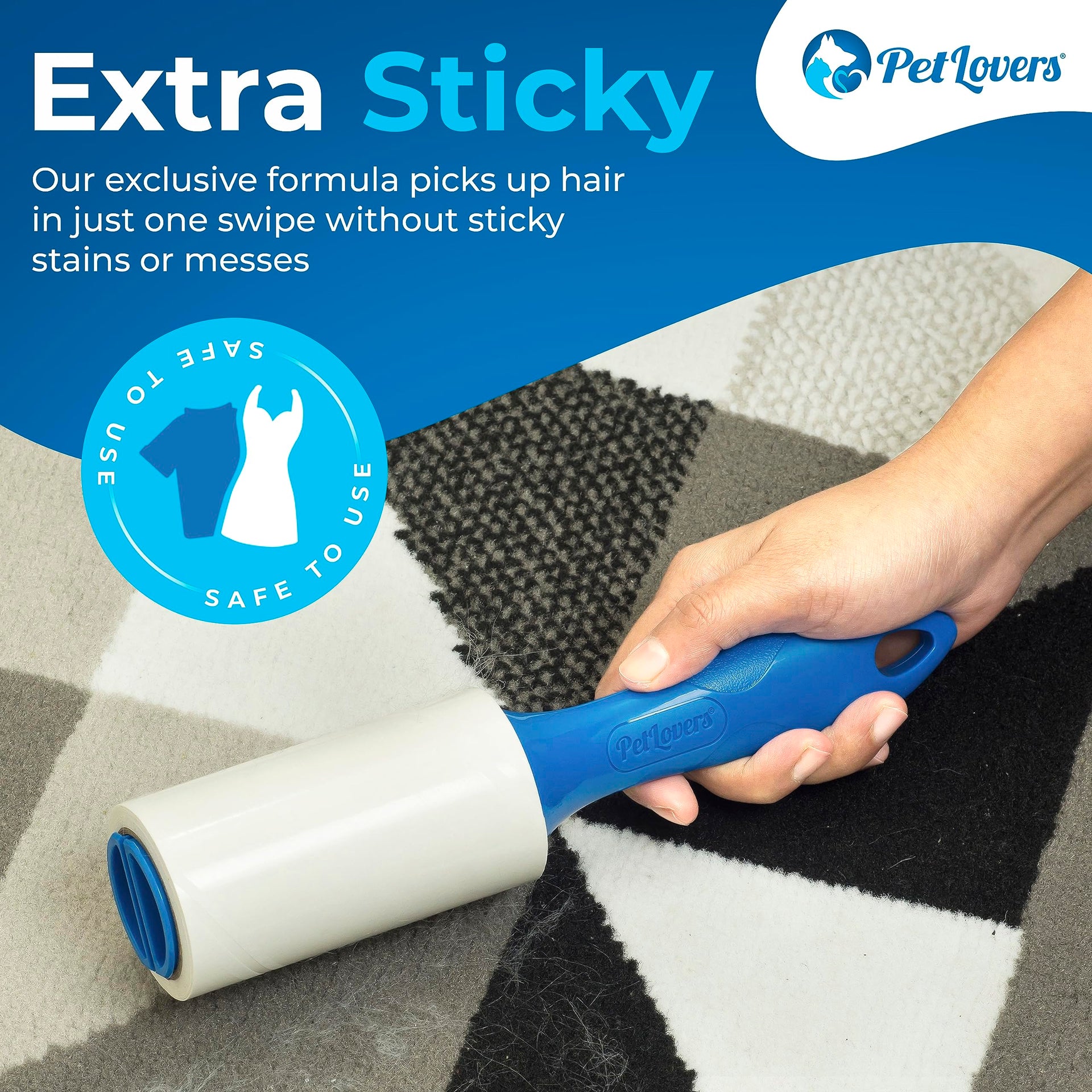 Extra Sticky Lint Roller Mega Value Set 600 Sheets for Pet Hair Removal (6 Count)