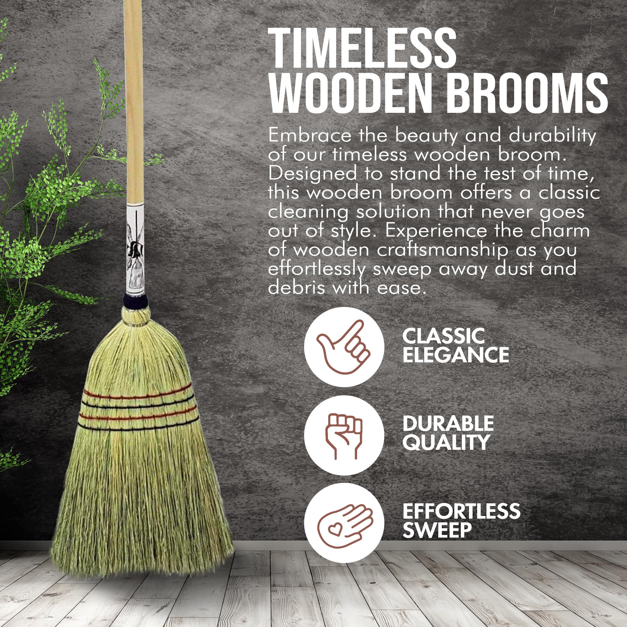 Corn Broom Heavy Duty Indoor Outdoor