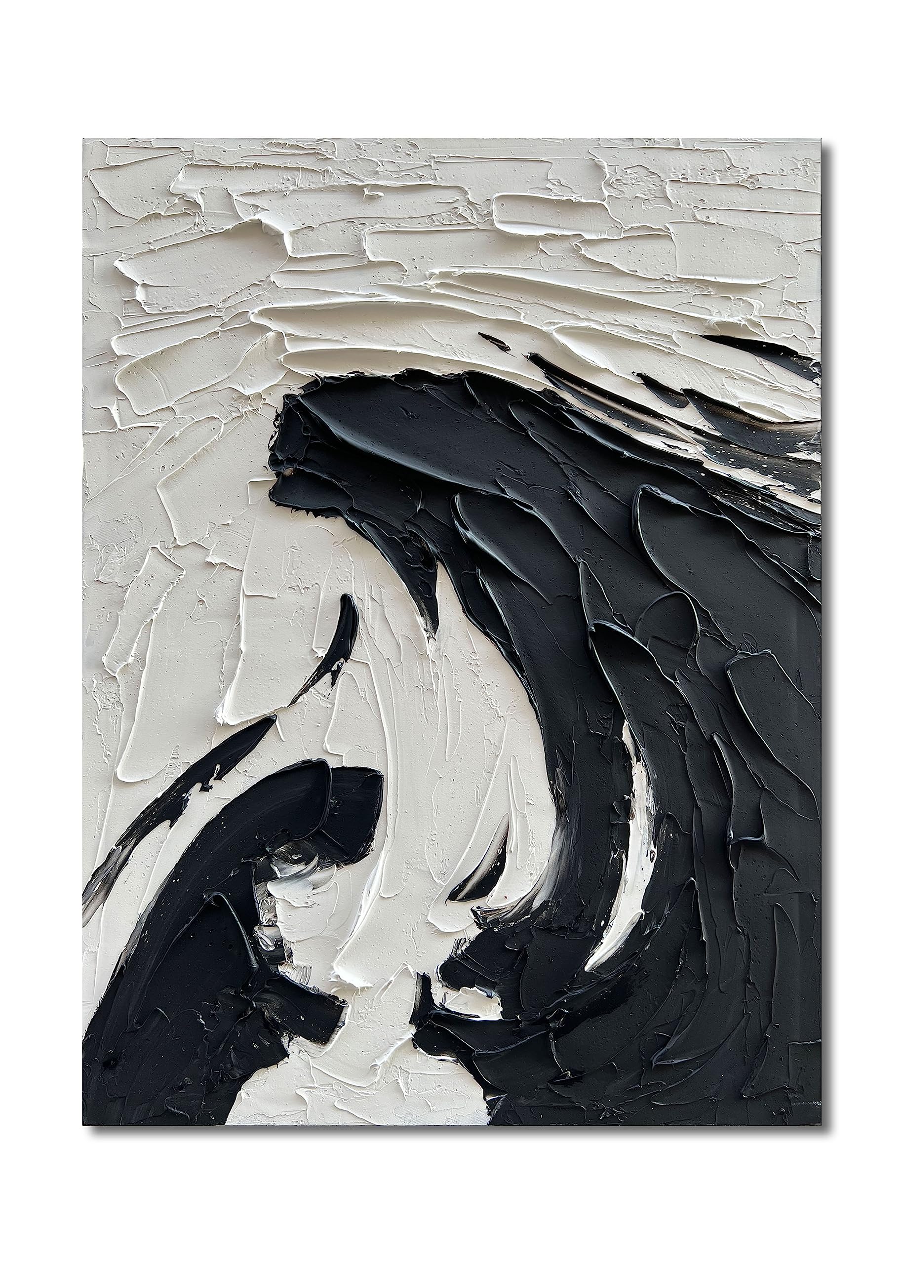 40x28 inch Minimalist Black and White Abstract Painting 100% Hand