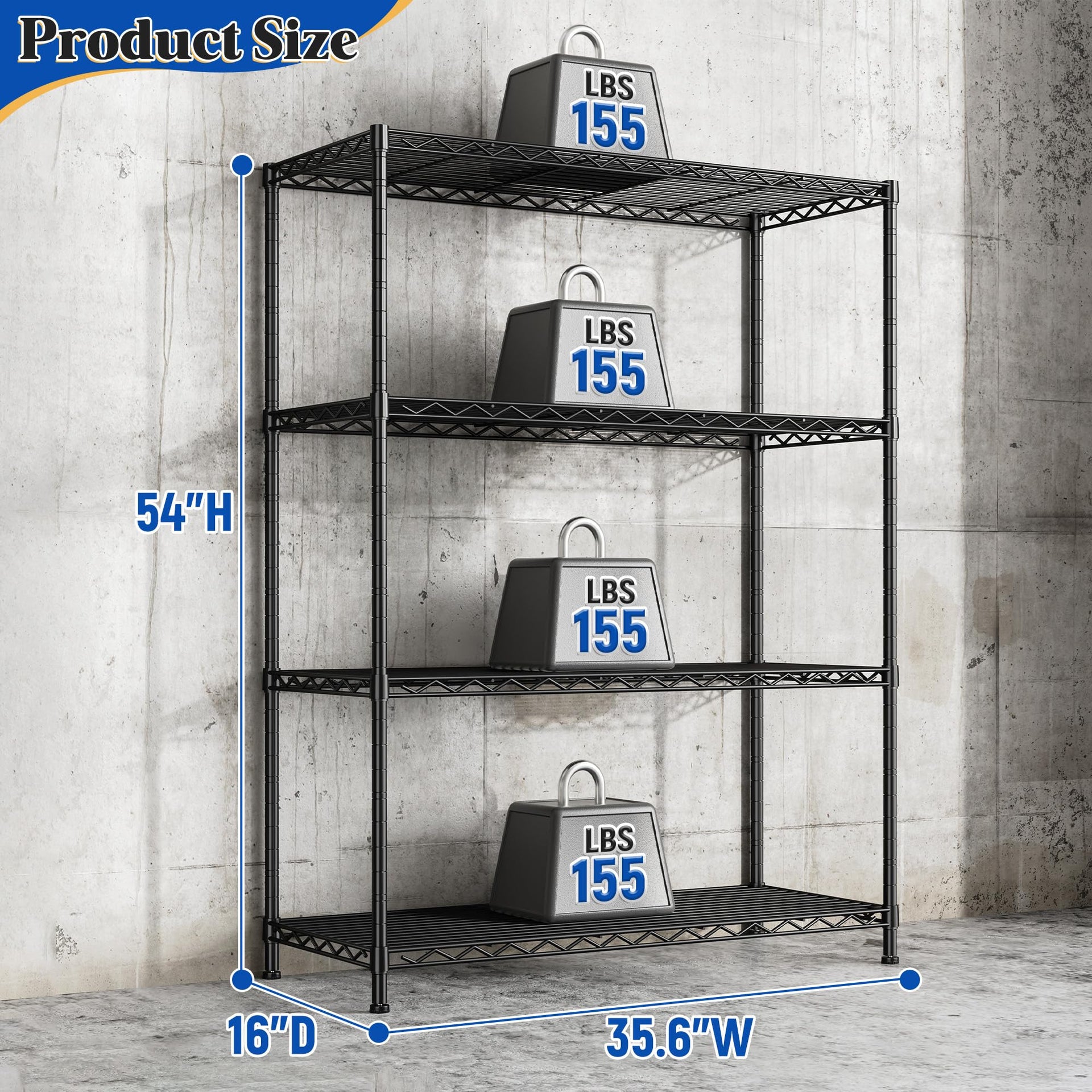 Heavy Duty 4 Tier 620LBS Storage Rack