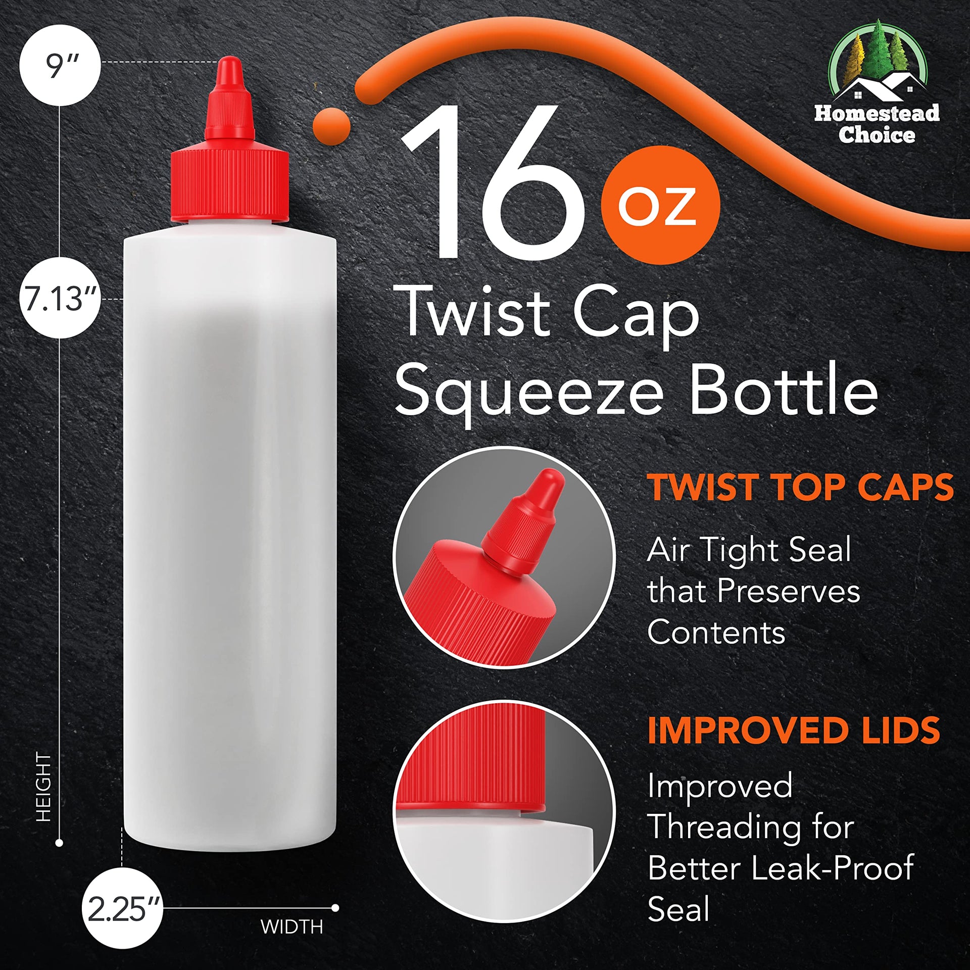6 pack Plastic Squeeze Bottles for Sauces (6 Count)