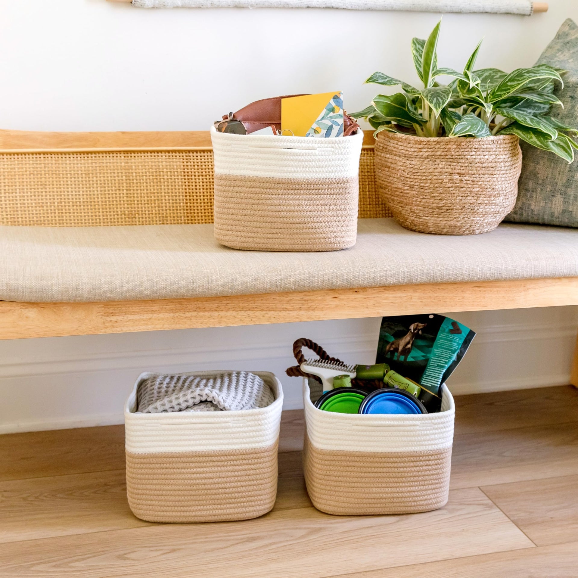 Storage Cubes 9”x9”x7”Cotton Rope Woven Baskets for Organizing 3 (3 Count)