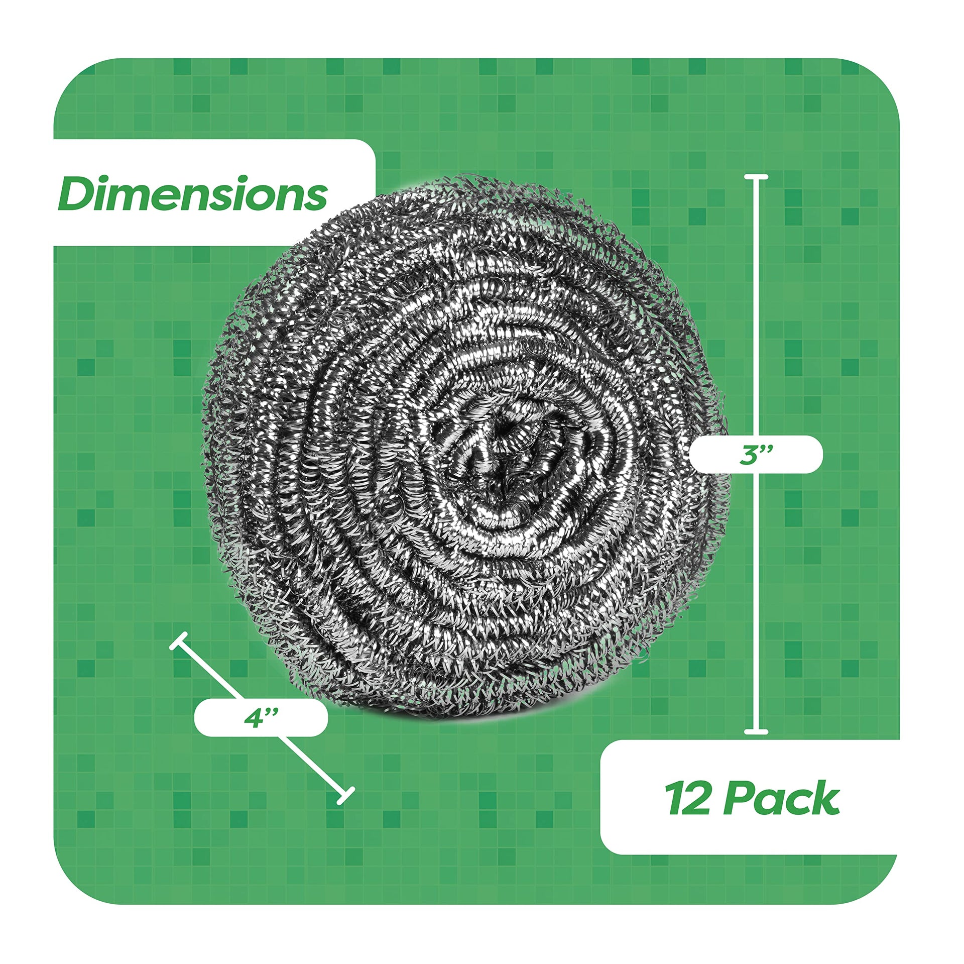 12 Pack Stainless Steel Scourers by Scrub It (12 Count)