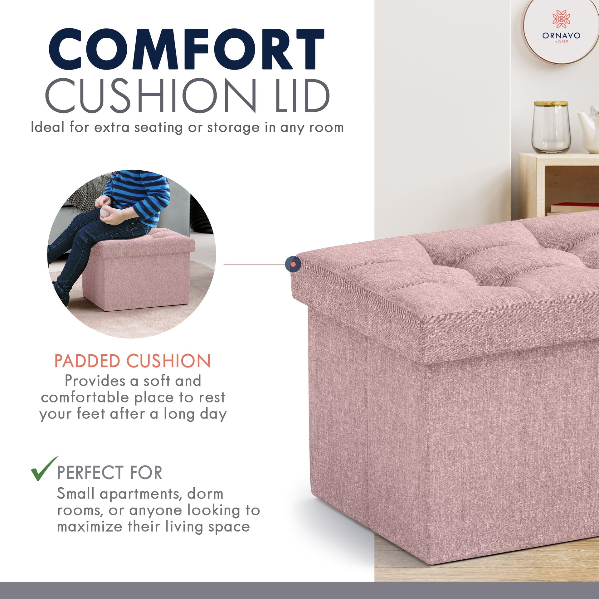 Small Rectangle Storage Ottoman Set of 2 (2 Count)