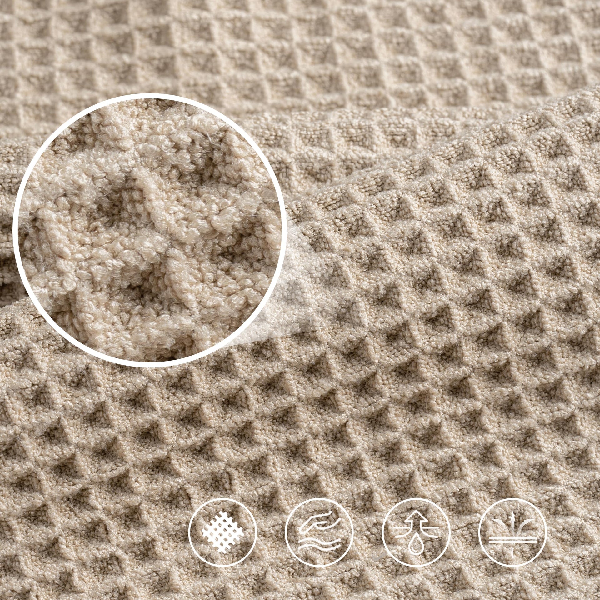 430 GSM Poly Blend Microfiber Quick Dry Waffle Bath Towel (4 Count)