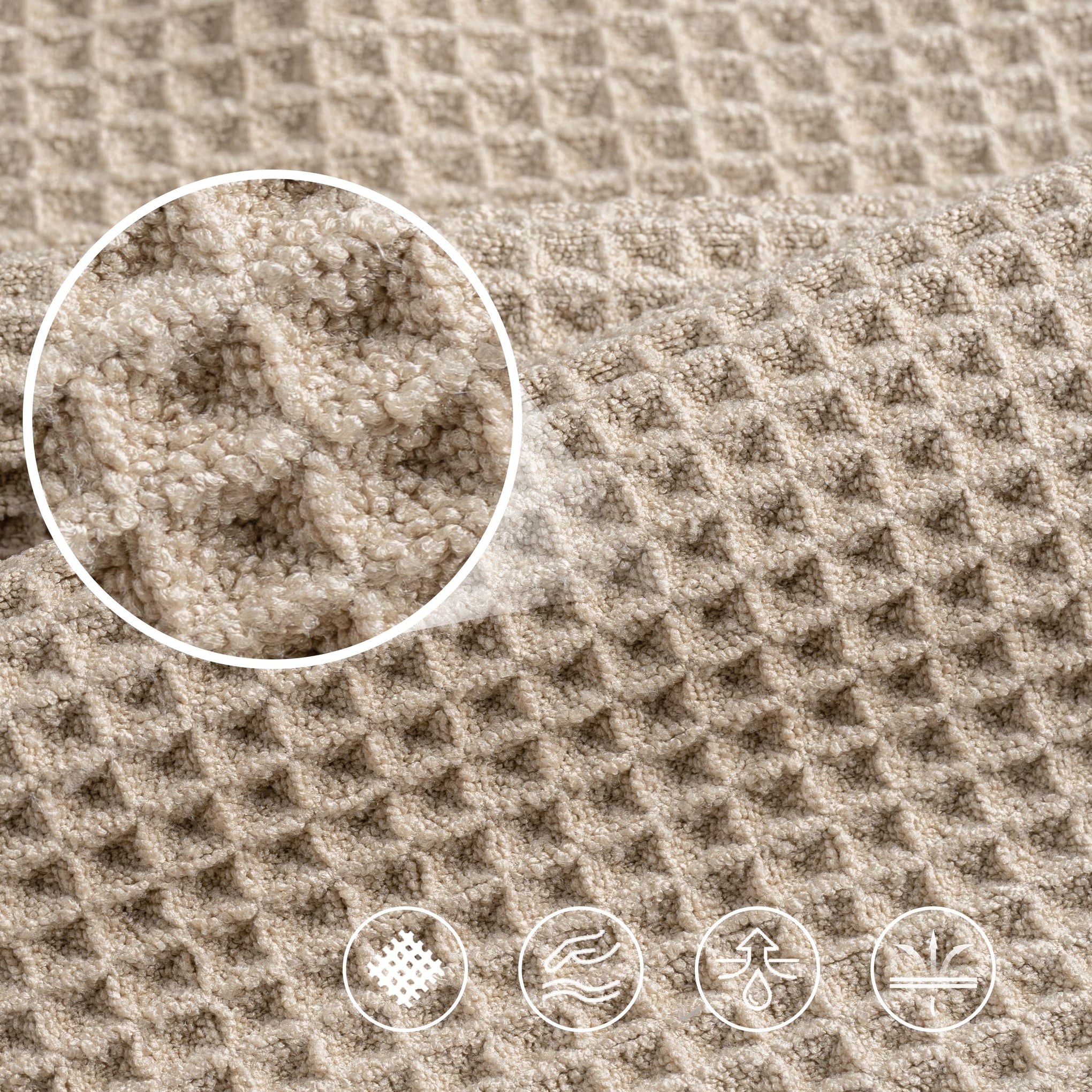 430 GSM Poly Blend Microfiber Quick Dry Waffle Bath Towel (4 Count)