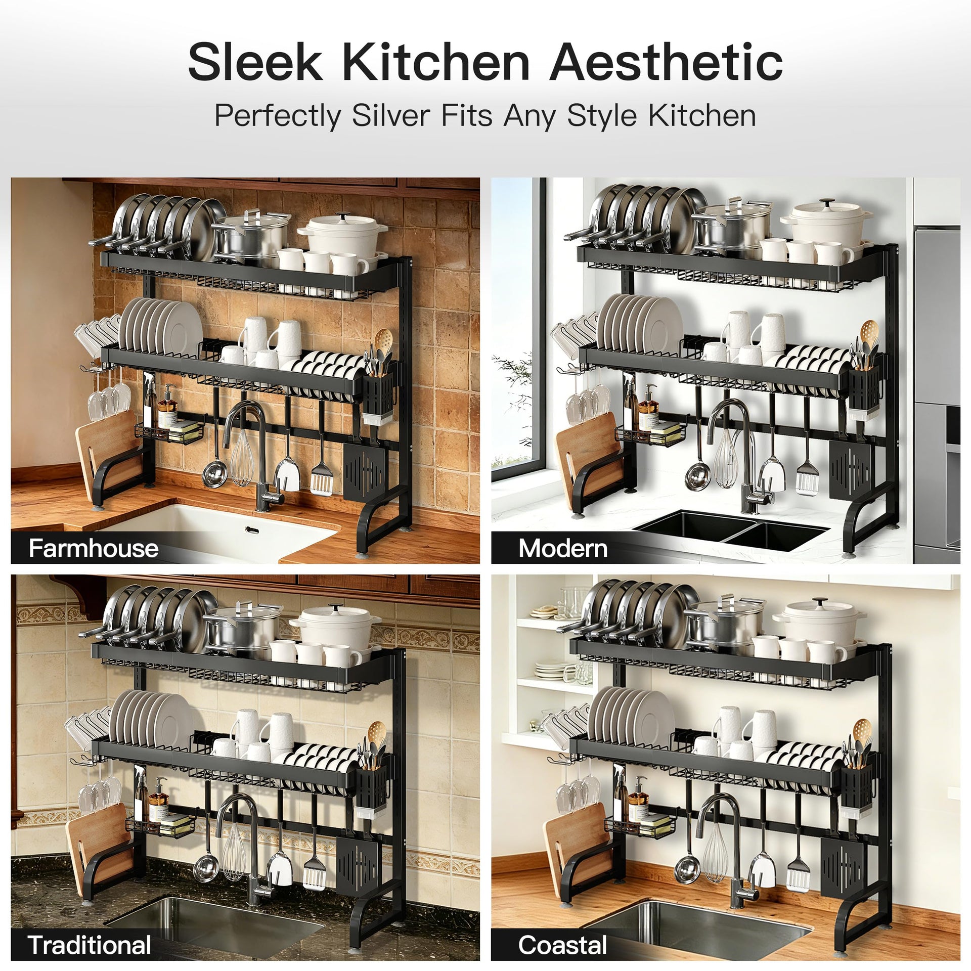 3 Tier Extra Large Stainless Steel Over The Sink Dish Drying Rack