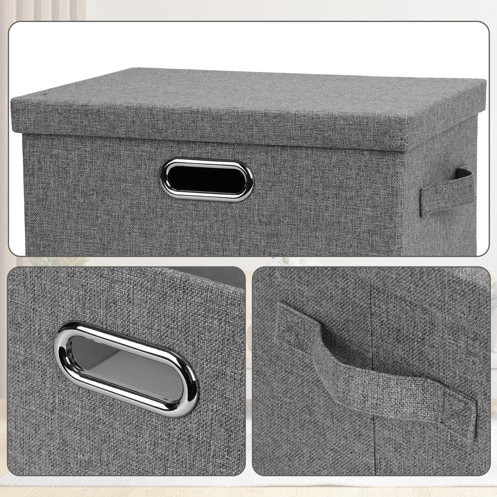 Medium 15" 21 Quart Collapsible Stackable Storage Bins with Lids