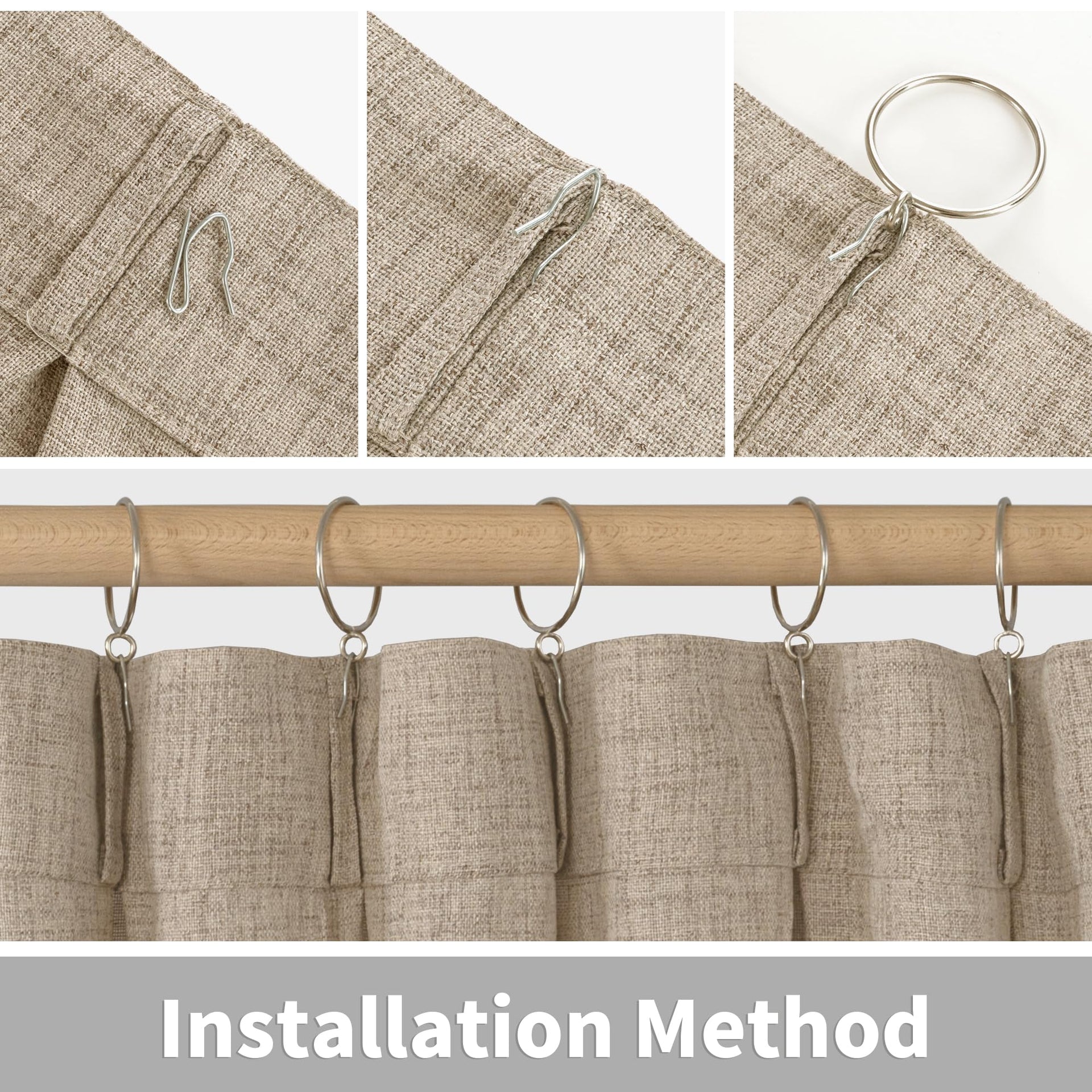 Short Linen Curtains 40 Inch Length for Cafe Window (2 Count)