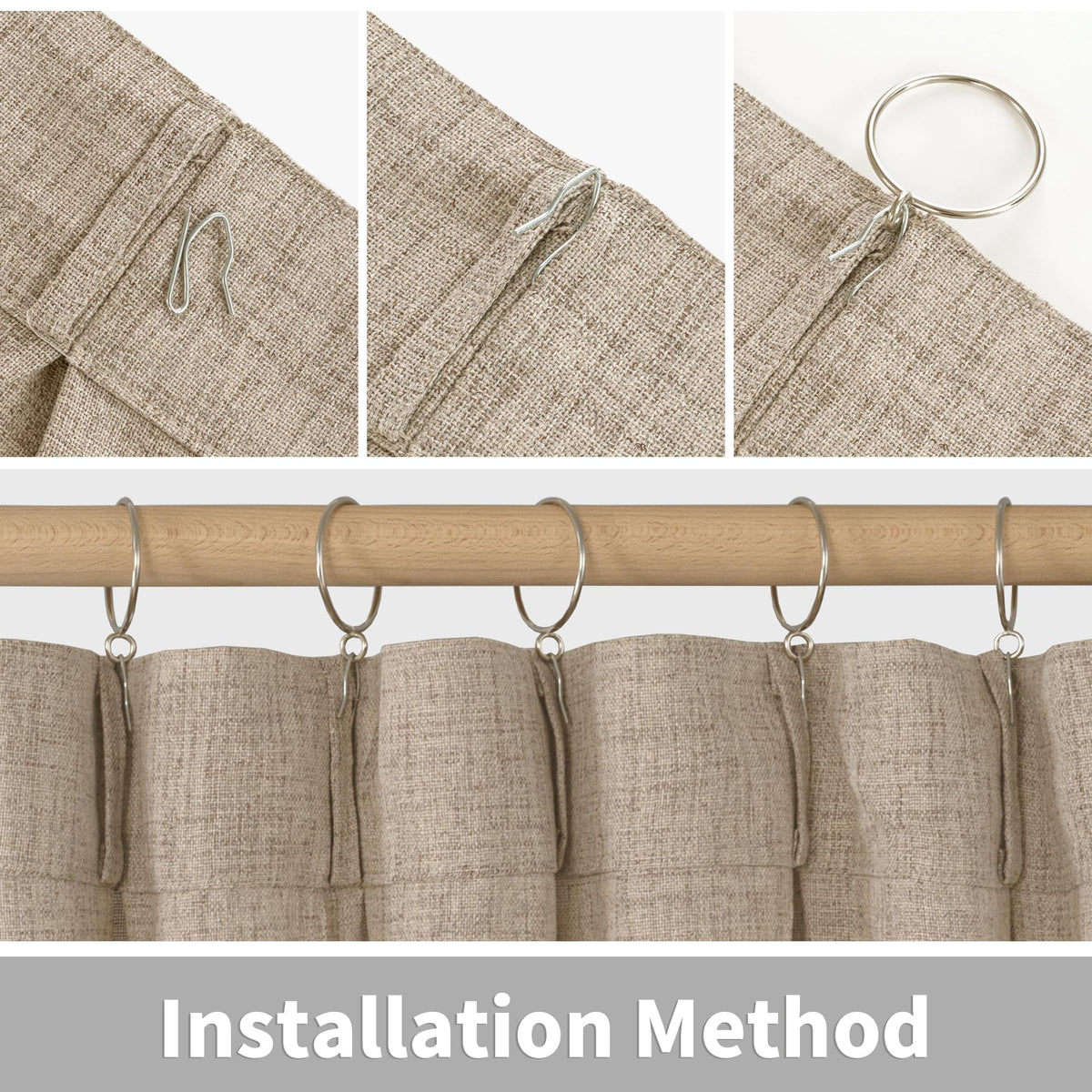Oatmeal Linen Curtains 84 Inch Length for Living Room 2 Panels (2 Count)