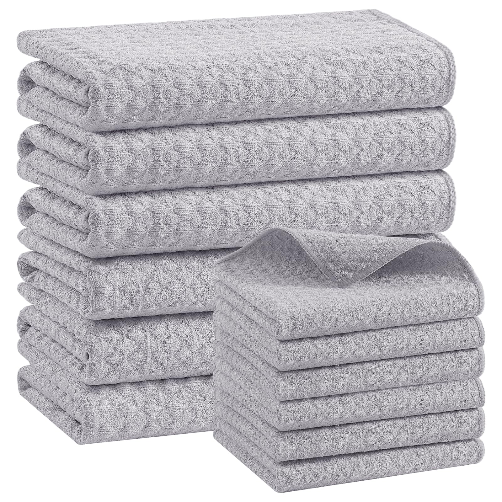 Microfiber Kitchen Towels and Dishcloths Sets (12 Count)