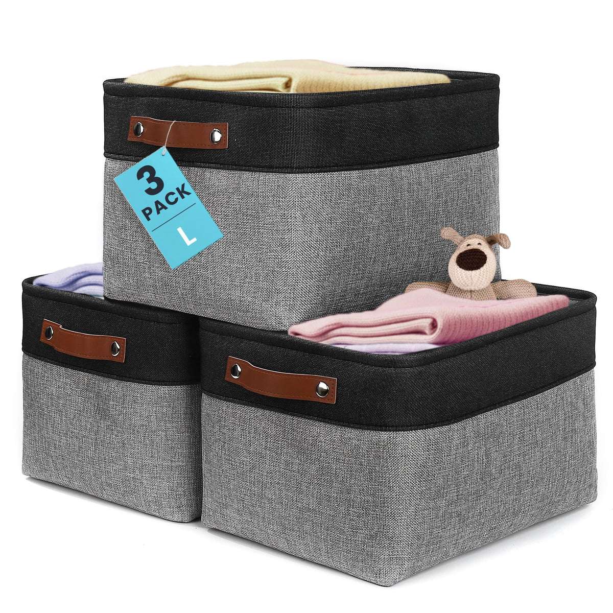 15x11in Canvas Storage Baskets 3 Pack (3 Count)