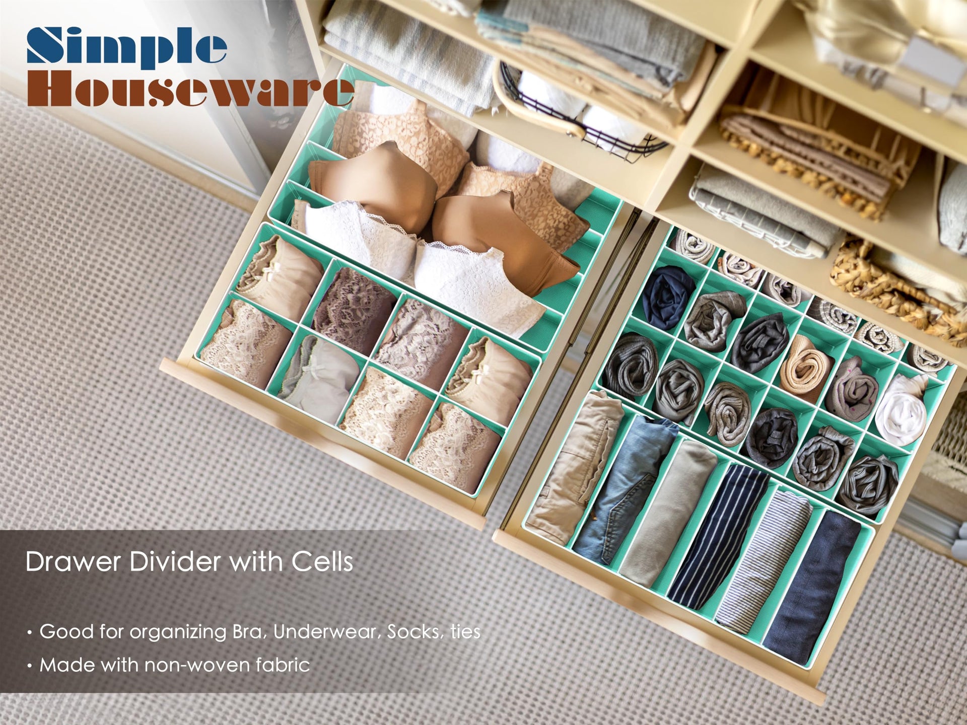 4 Pack Drawer Organizer Set for Underwear (4 Count)