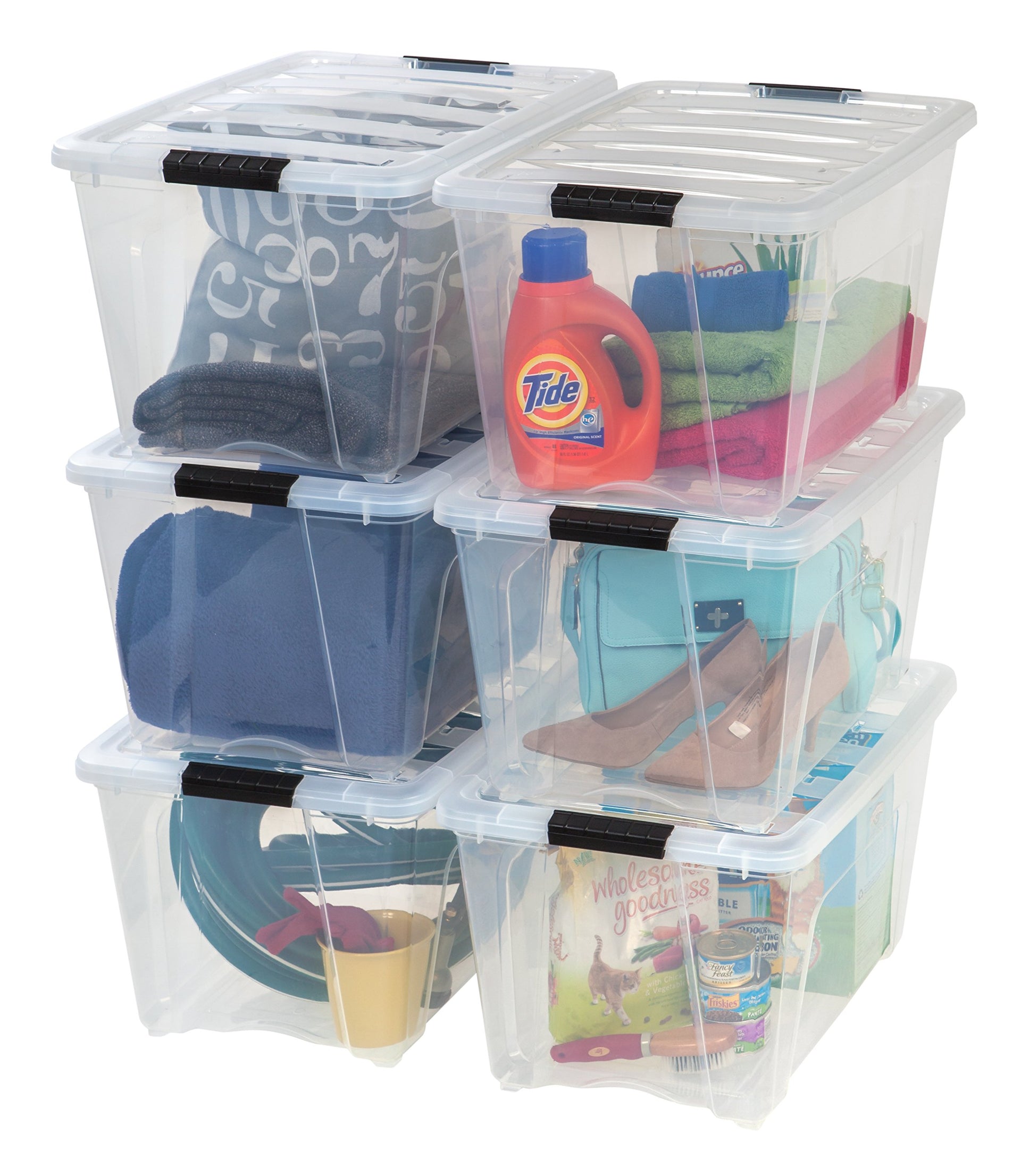 6 Pack 54 Quart Storage Bins with Lids (6 Count)