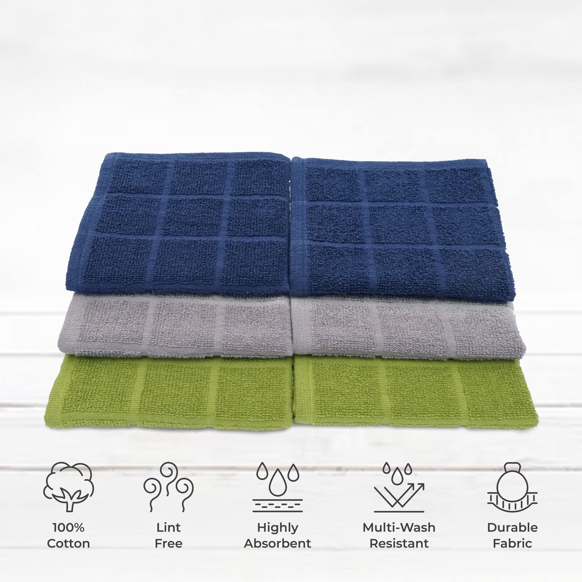 100% Cotton Terry Dish Cloth & Dish Towel (6 Count)