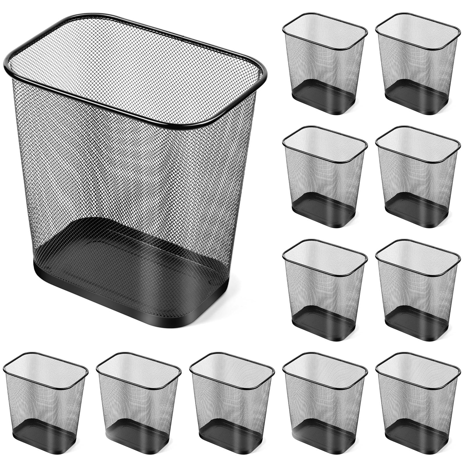 12 Pcs Black Mesh Trash Cans Bulk (12 Count)