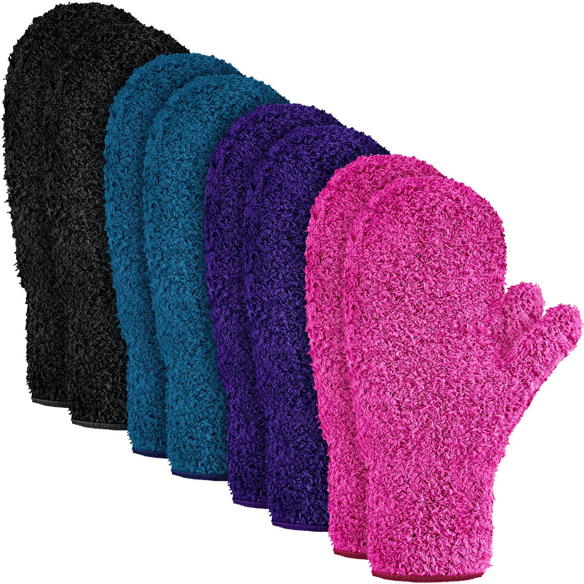4 Pair Microfiber Dusting Mittens Reusable Women Cleaning Mittens with Thumb for Kitchen