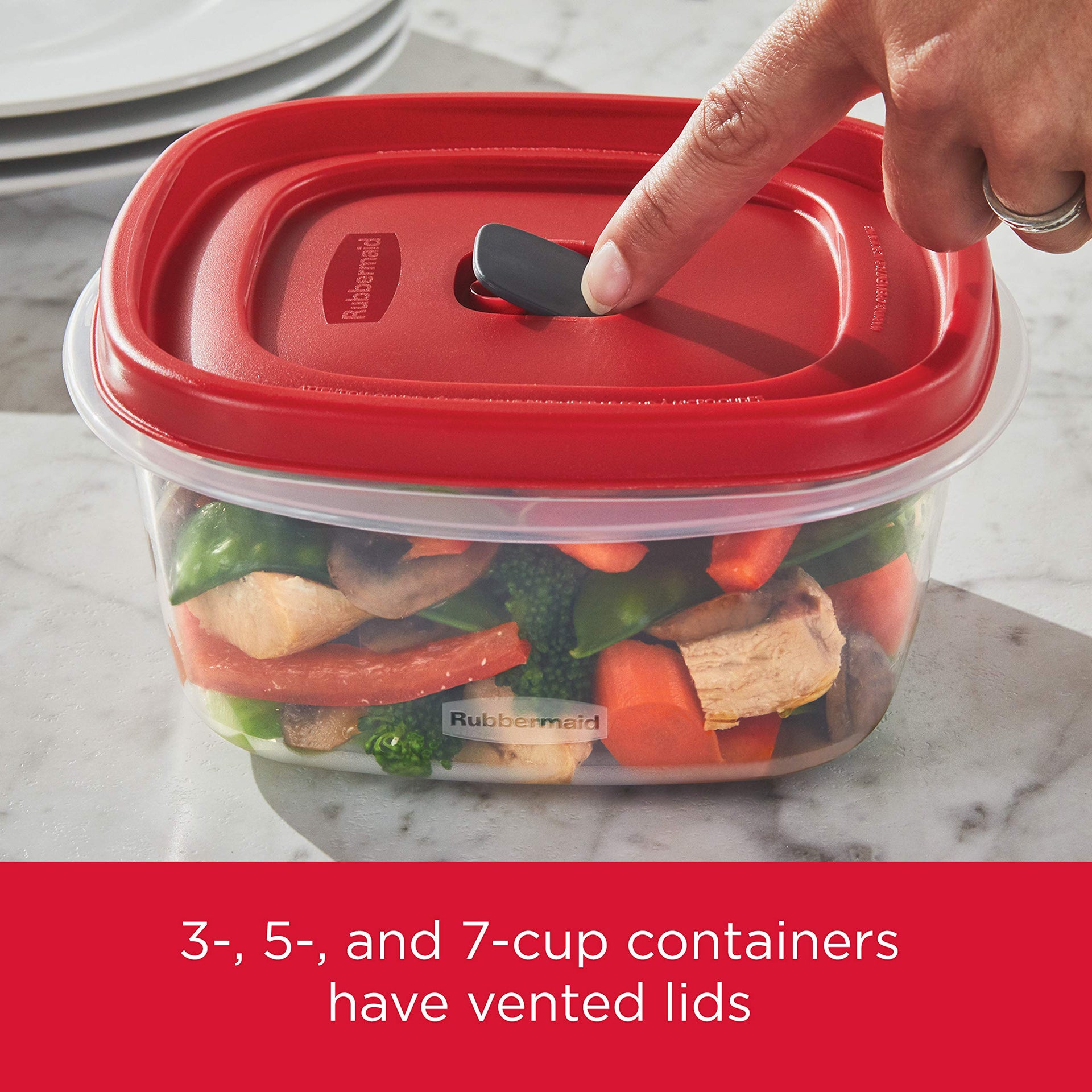 16-Piece BPA-Free Plastic Food Storage Set, Red Vented Lids - Microwave, Dishwasher Safe: Perfect for Meal Prep, Leftovers, and Kitchen Organization (16 Count)