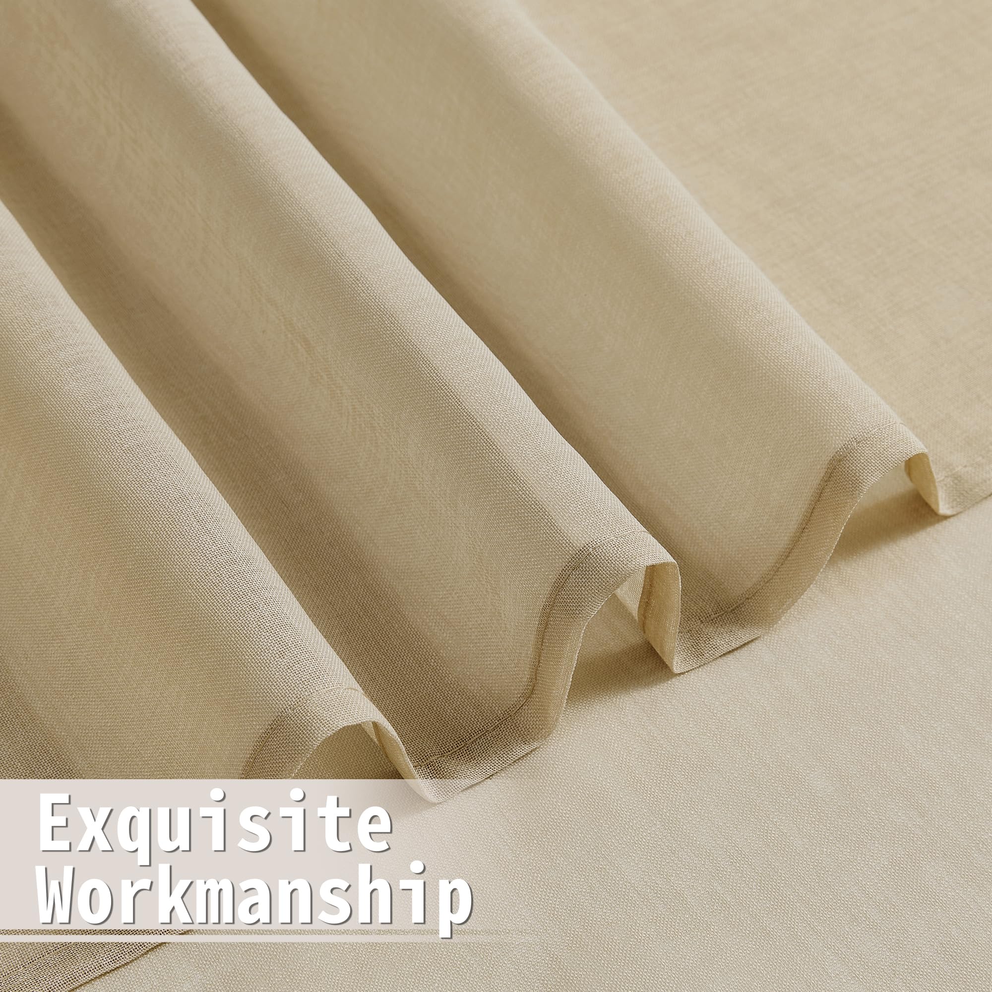 Sheer Door Curtain Closet Linen Textured Curtains Sheer Doorway Light Filtering Voile Patio Glass Doors Rod Pocket Curtain French Door