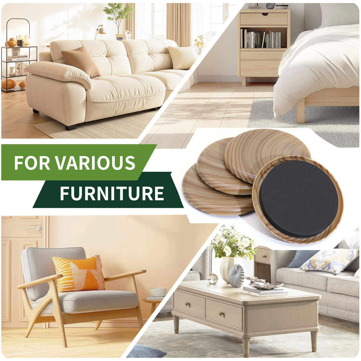 Furniture Sliders for Carpet 8 PCS (8 Count)